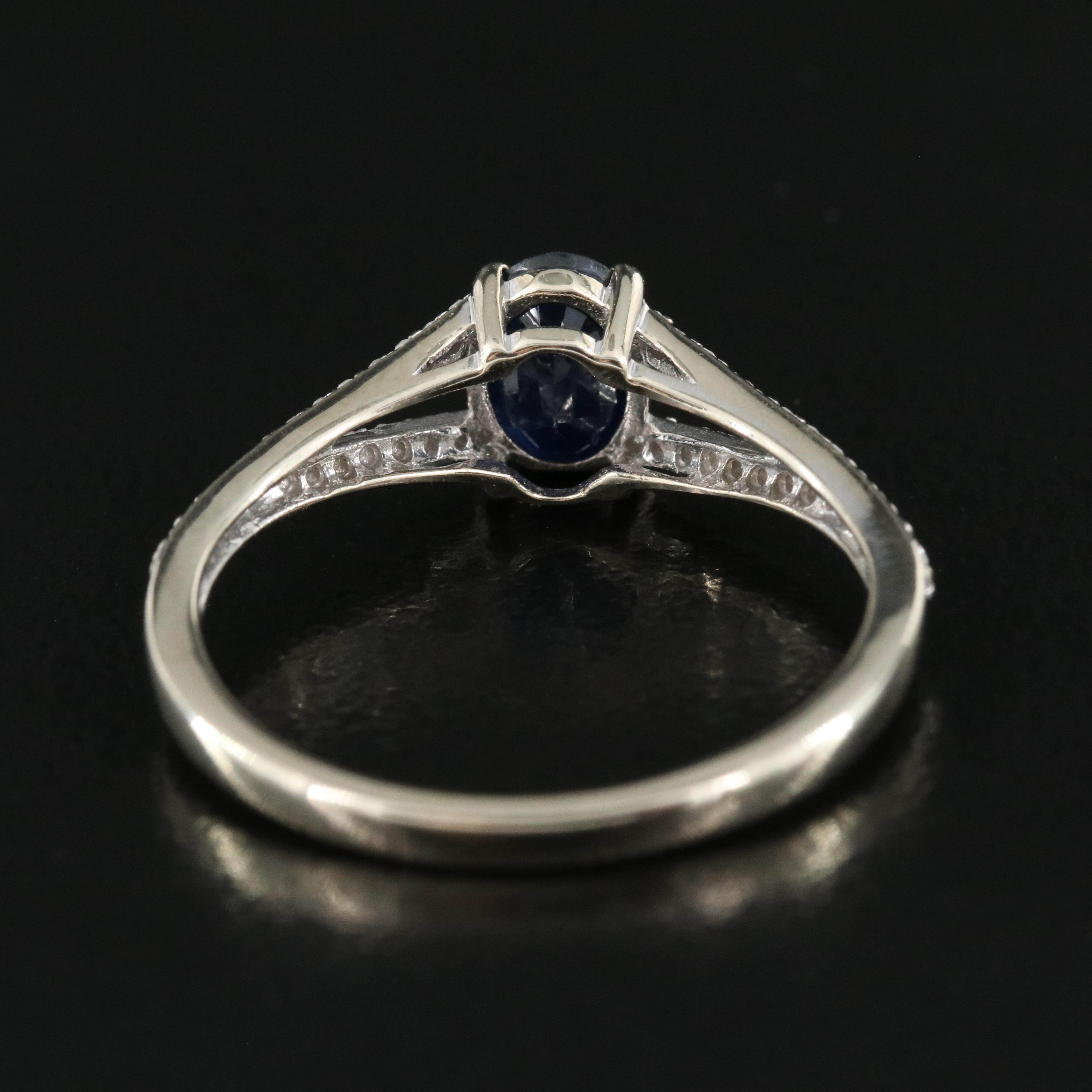 10K 1.00 CT Sapphire and Diamond Split Shank Ring