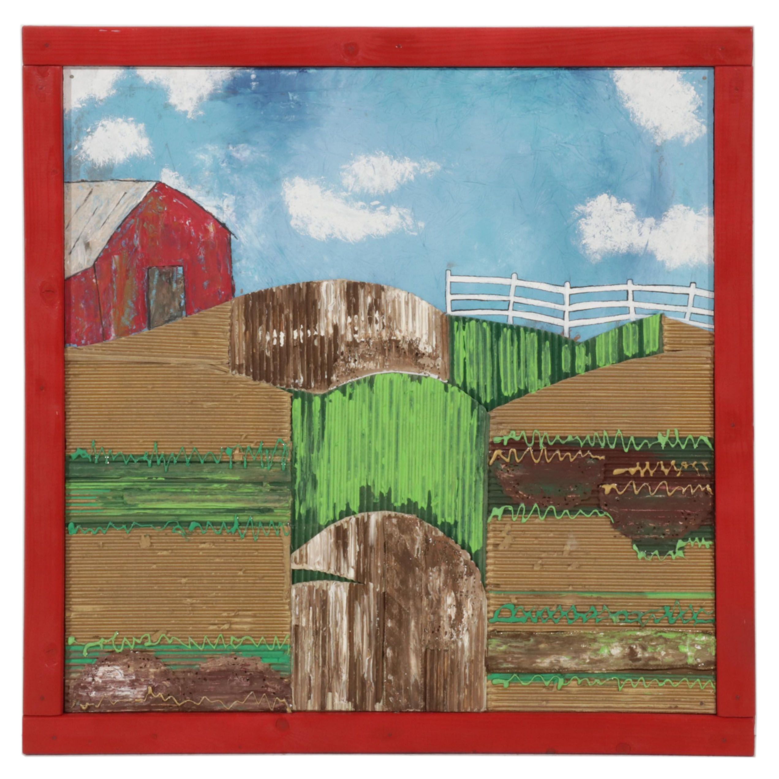 Cheri Clem Mixed Media Painting "American Farmland," 2022
