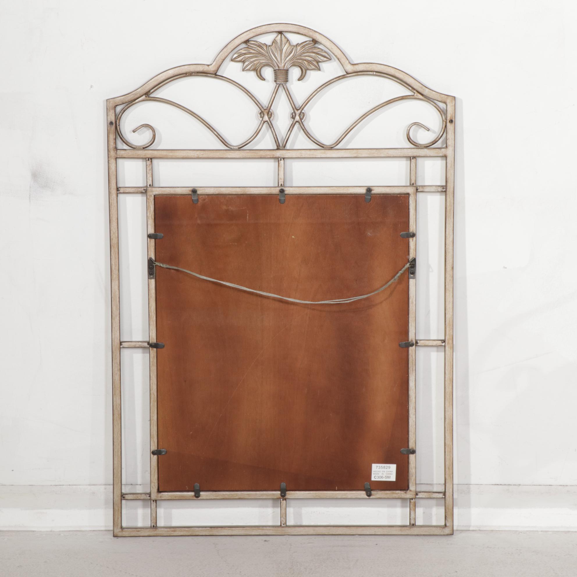 Contemporary Metal Bench Seat, Demilune Table and Mirror with Clock