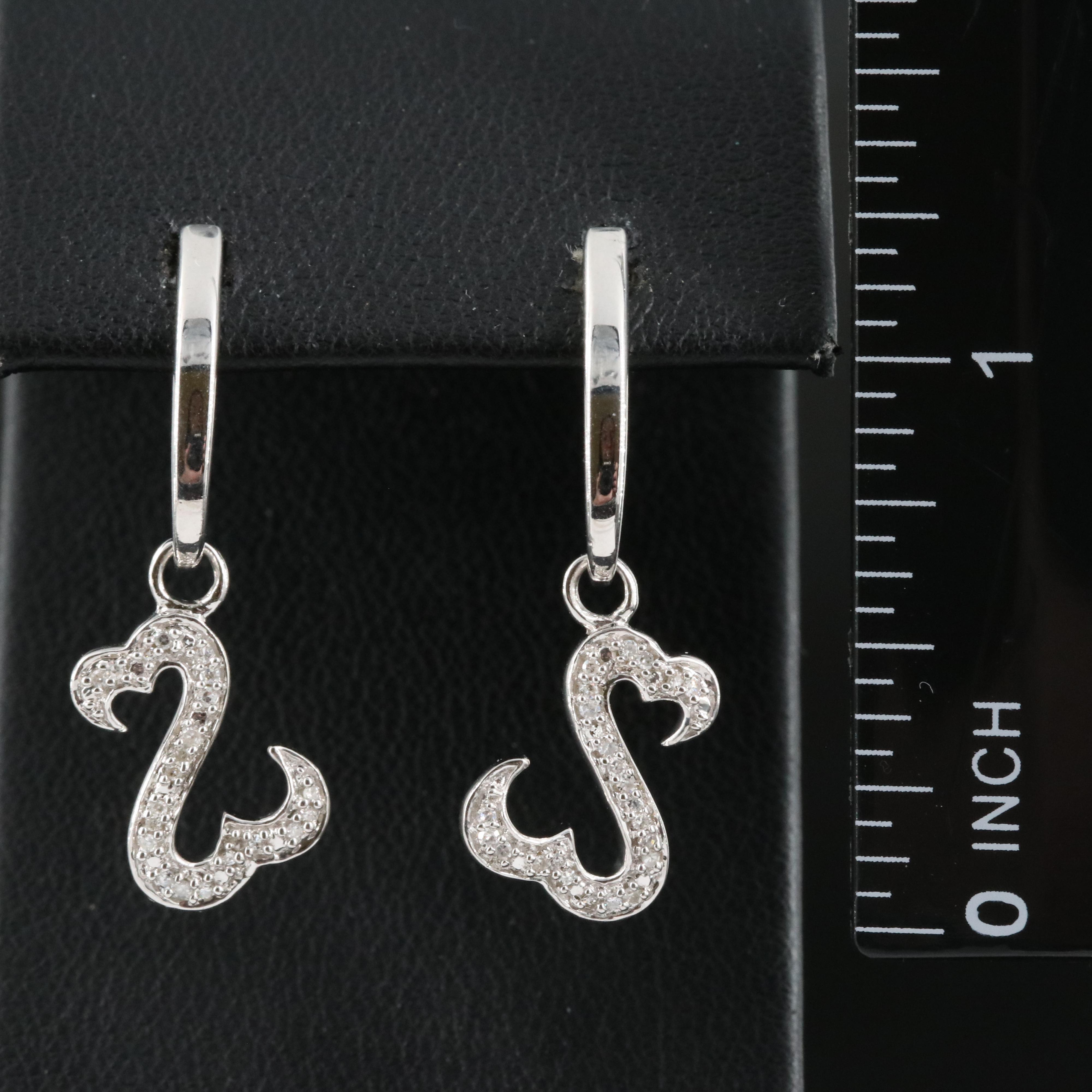 Sterling Diamond Heart 2 Heart Drop Earrings