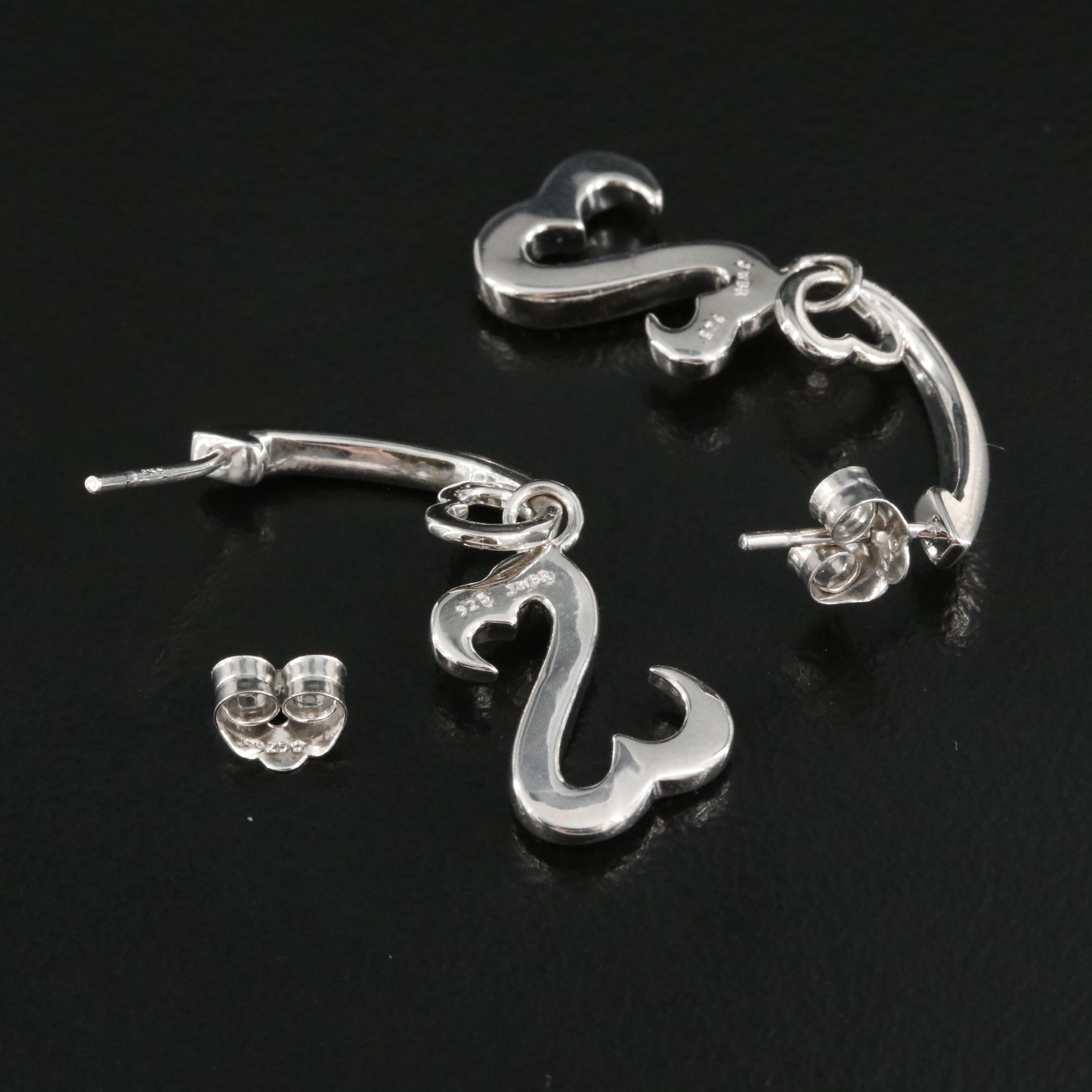 Sterling Diamond Heart 2 Heart Drop Earrings