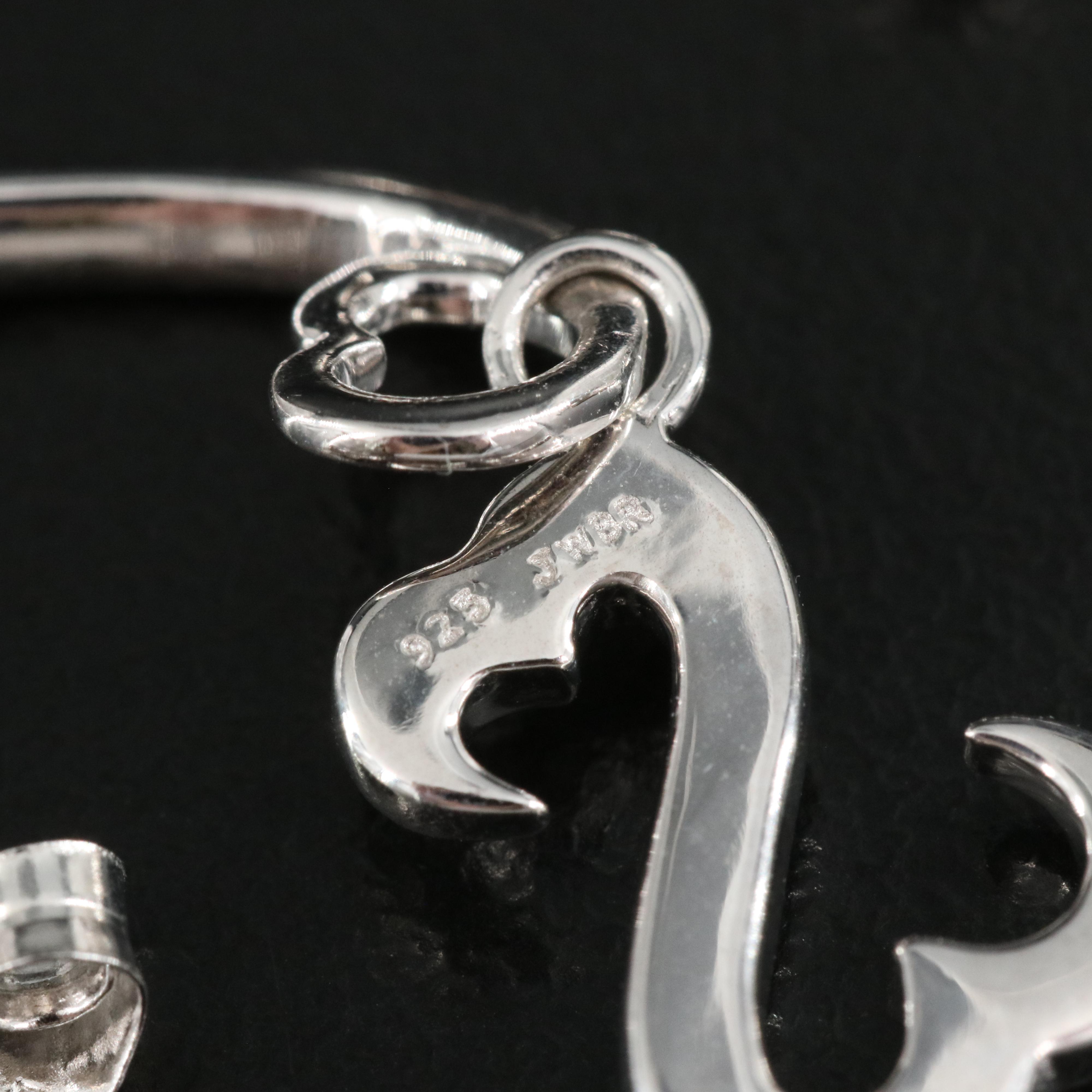 Sterling Diamond Heart 2 Heart Drop Earrings