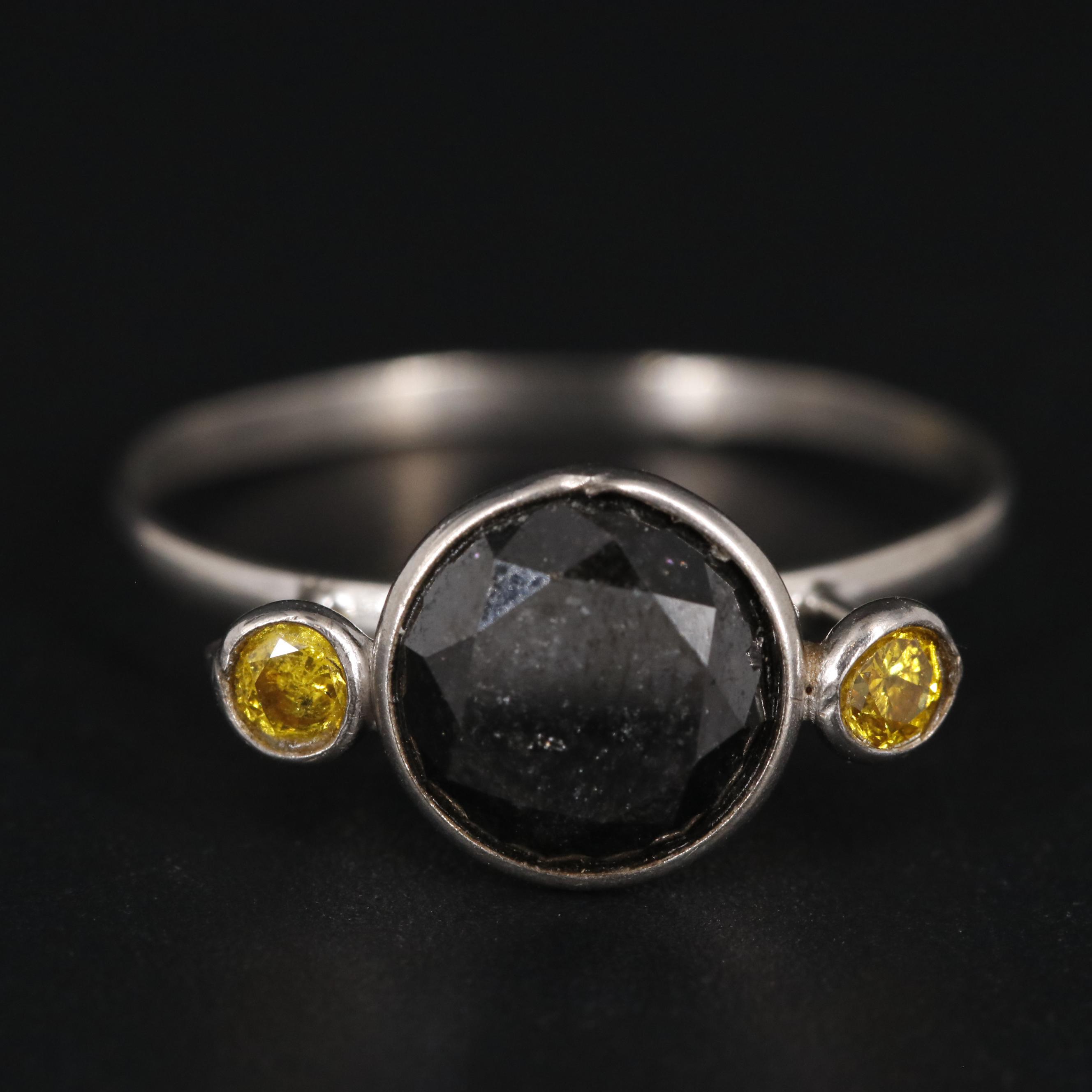 14K Black and Yellow Diamond Ring