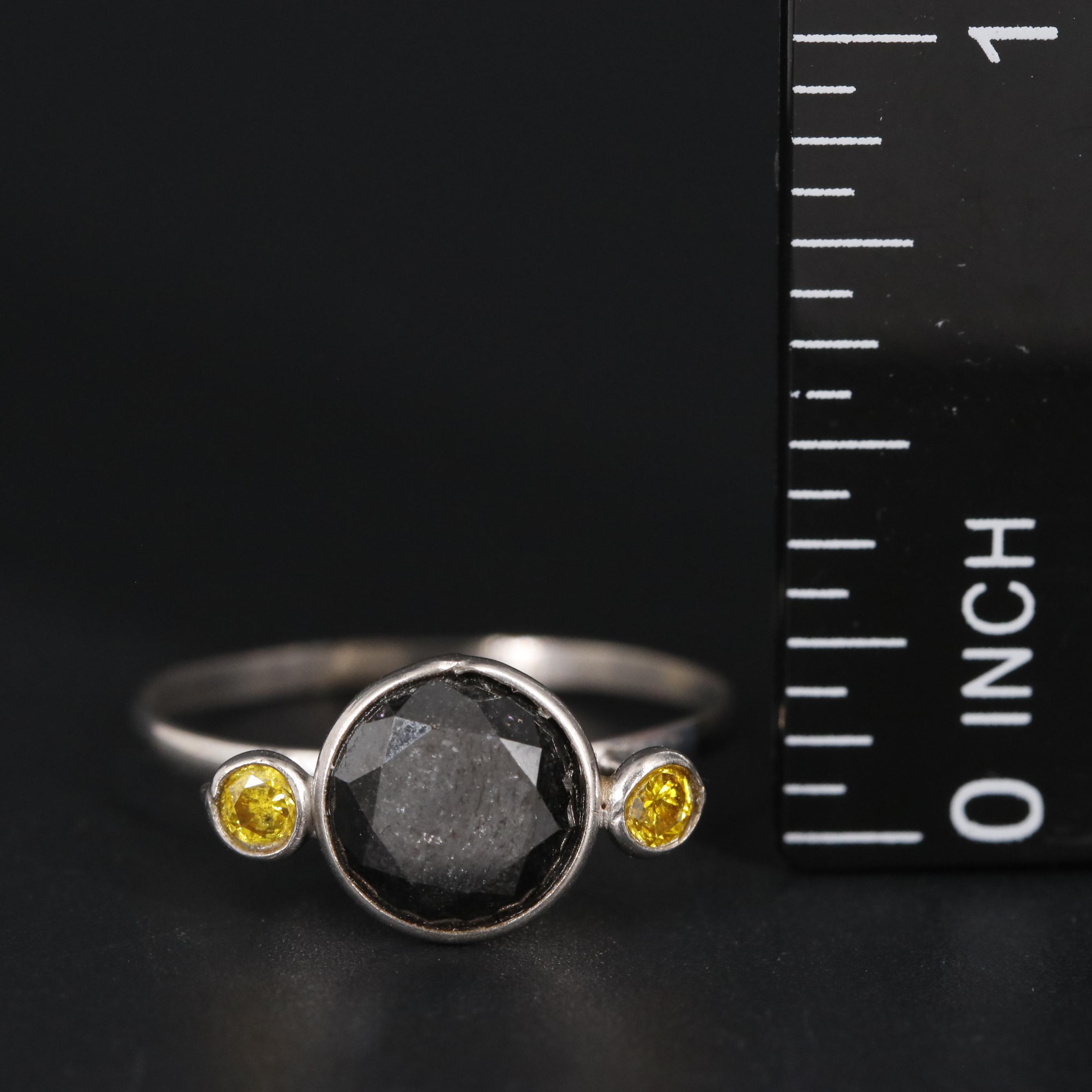 14K Black and Yellow Diamond Ring