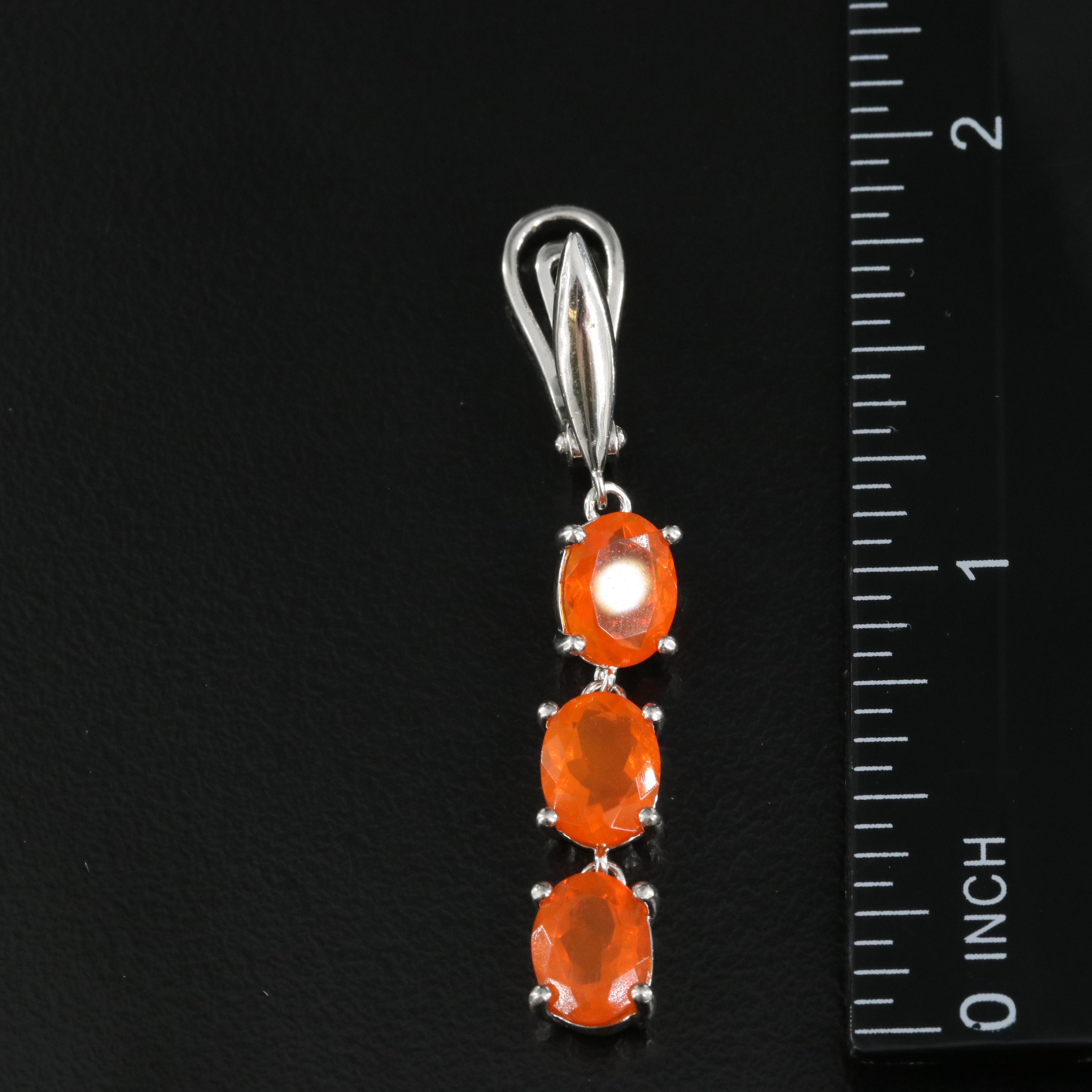 Sterling Fire Opal Earrings