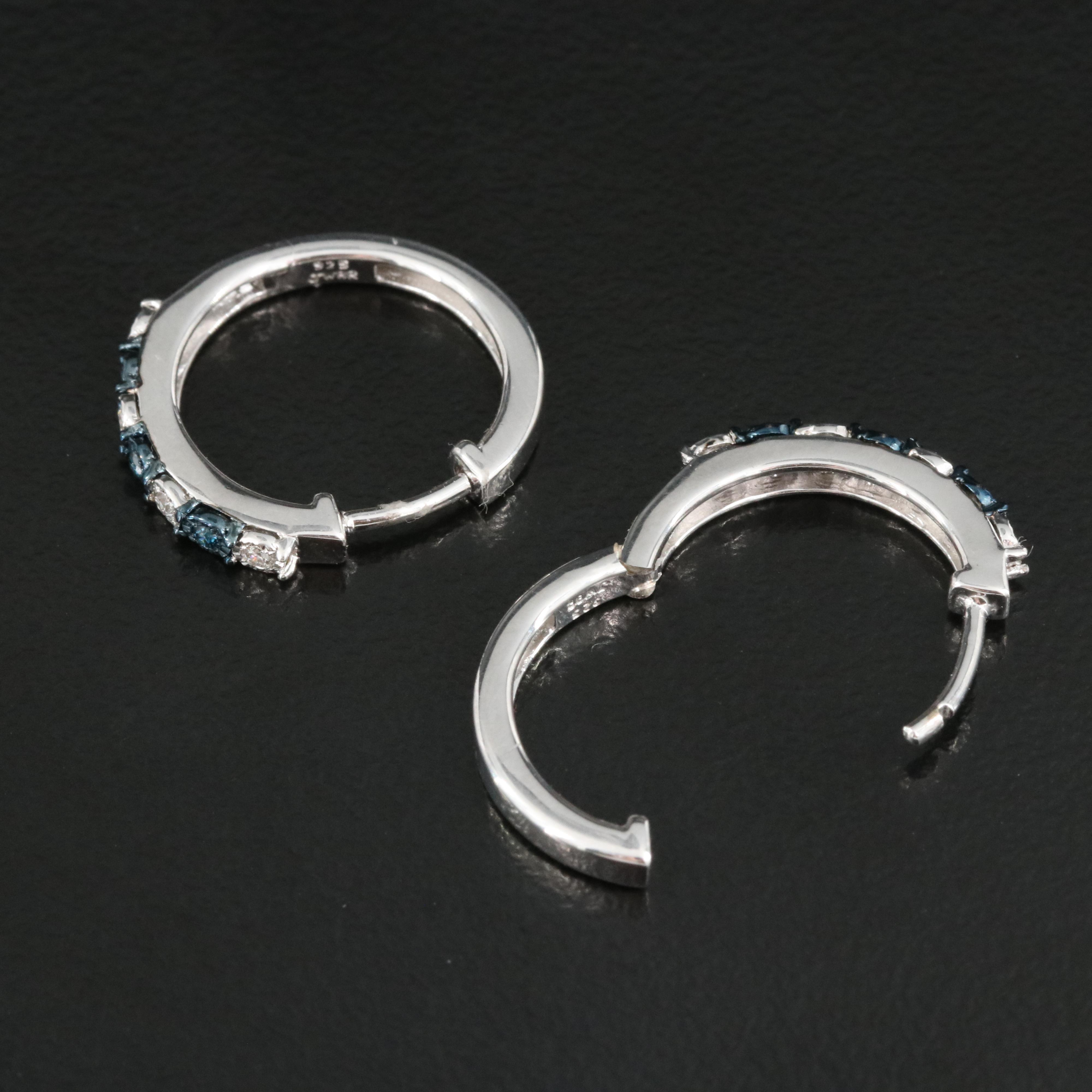 Sterling Diamond Hoop Earrings