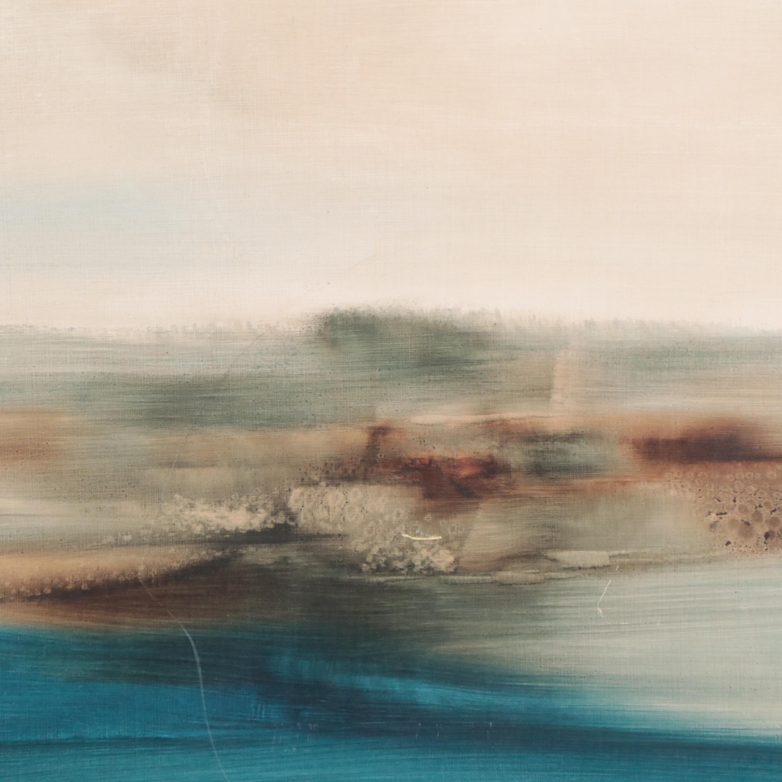 Zora DuVall Abstract Oil Painting "Shoreline," Circa 1970