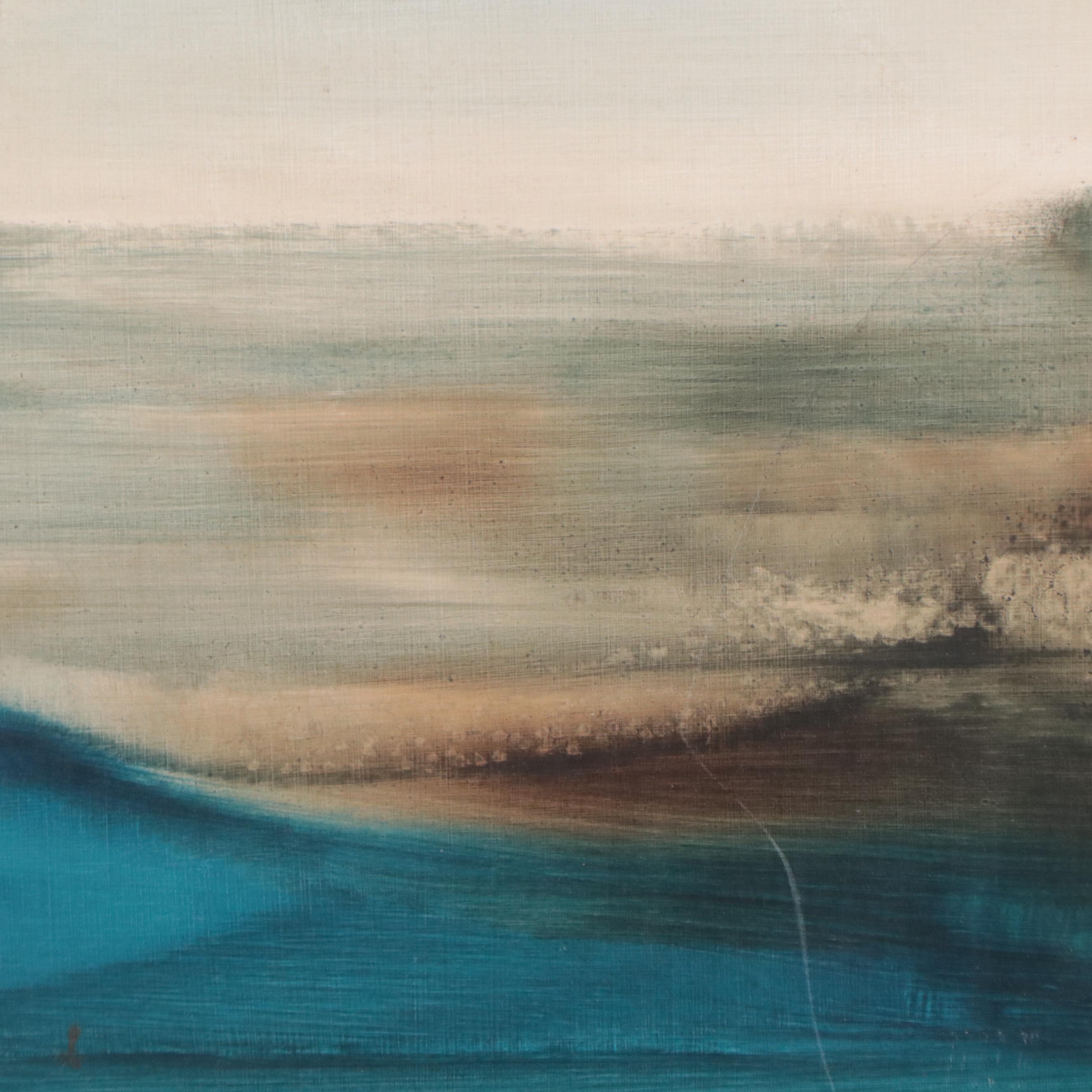 Zora DuVall Abstract Oil Painting "Shoreline," Circa 1970