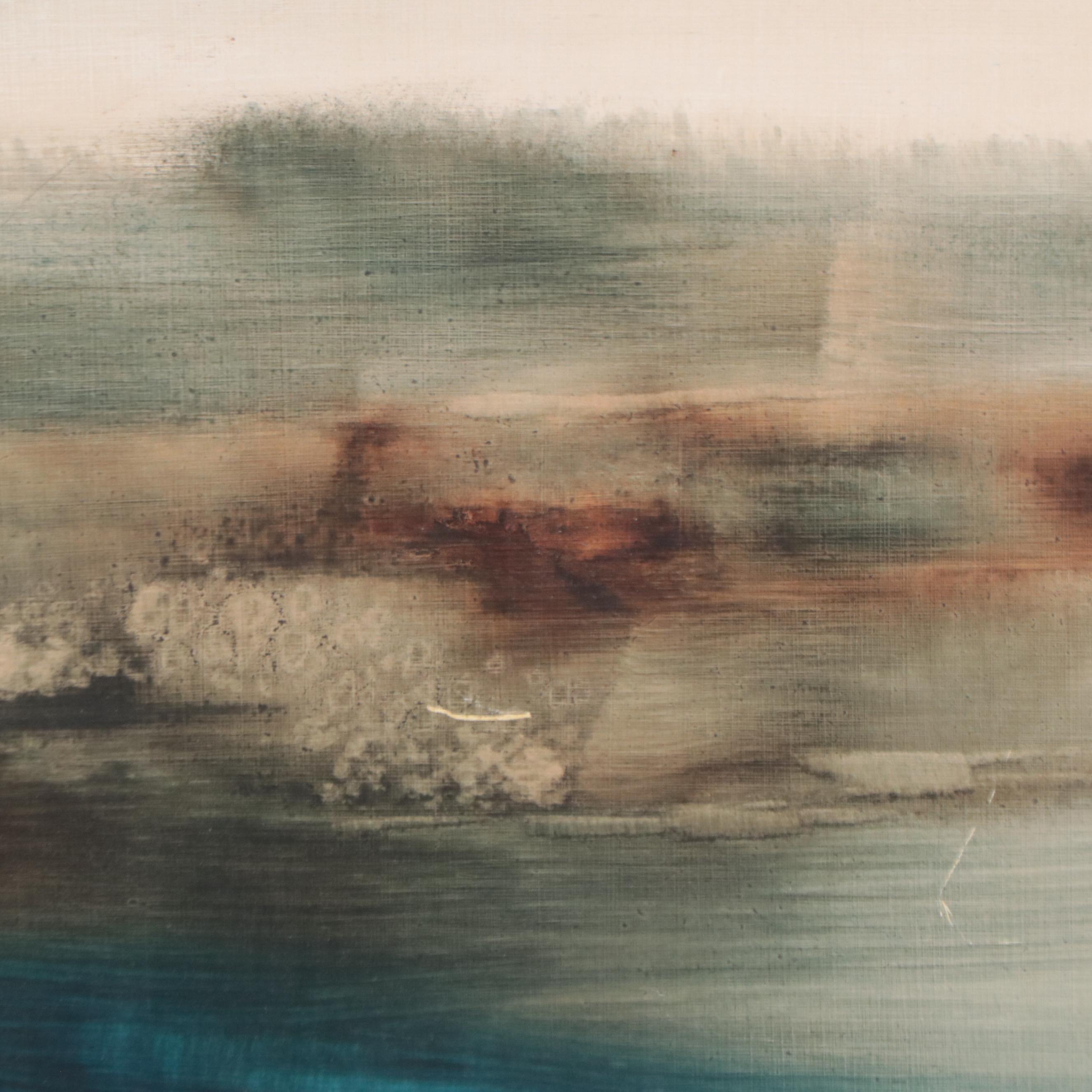 Zora DuVall Abstract Oil Painting "Shoreline," Circa 1970