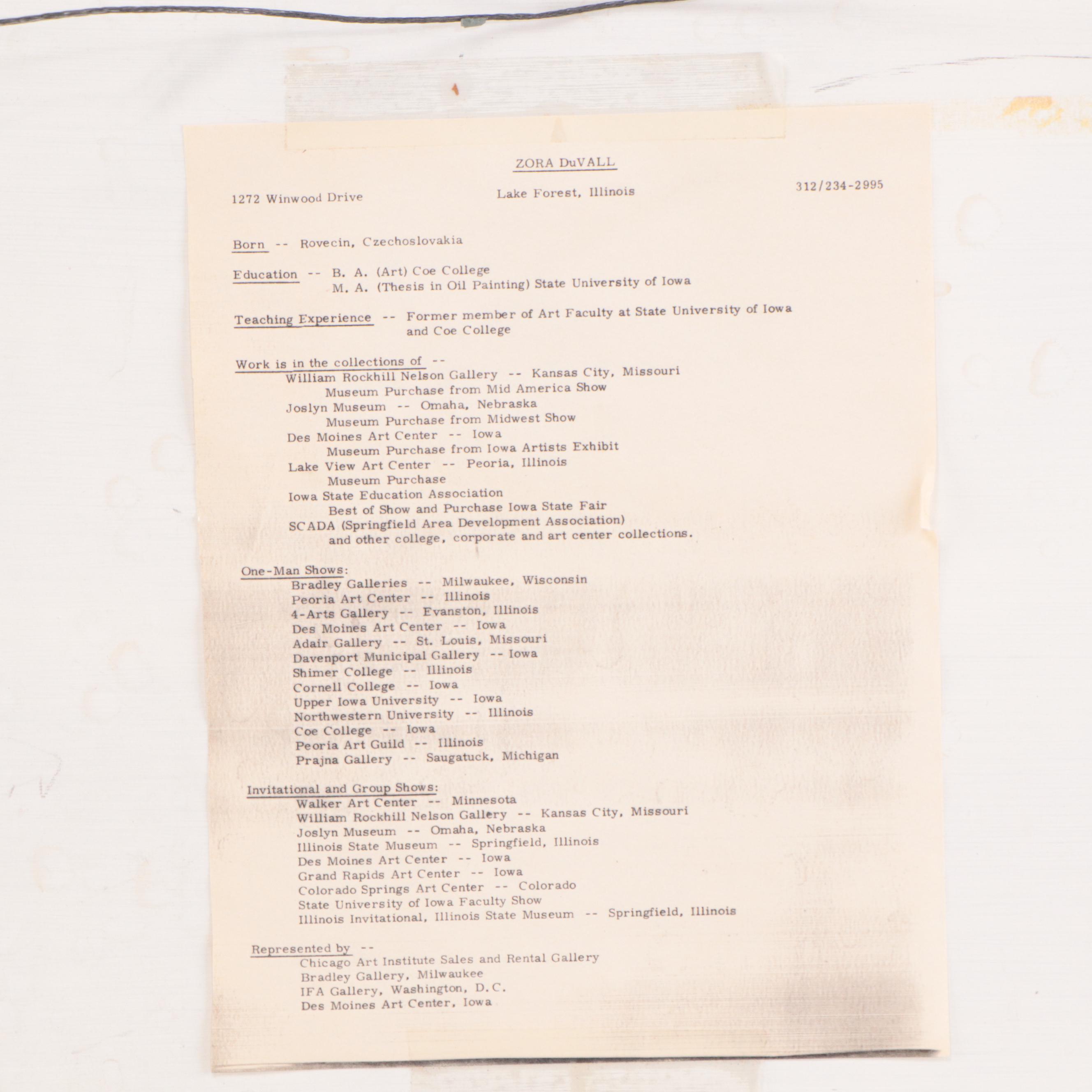 Zora DuVall Abstract Oil Painting "Shoreline," Circa 1970