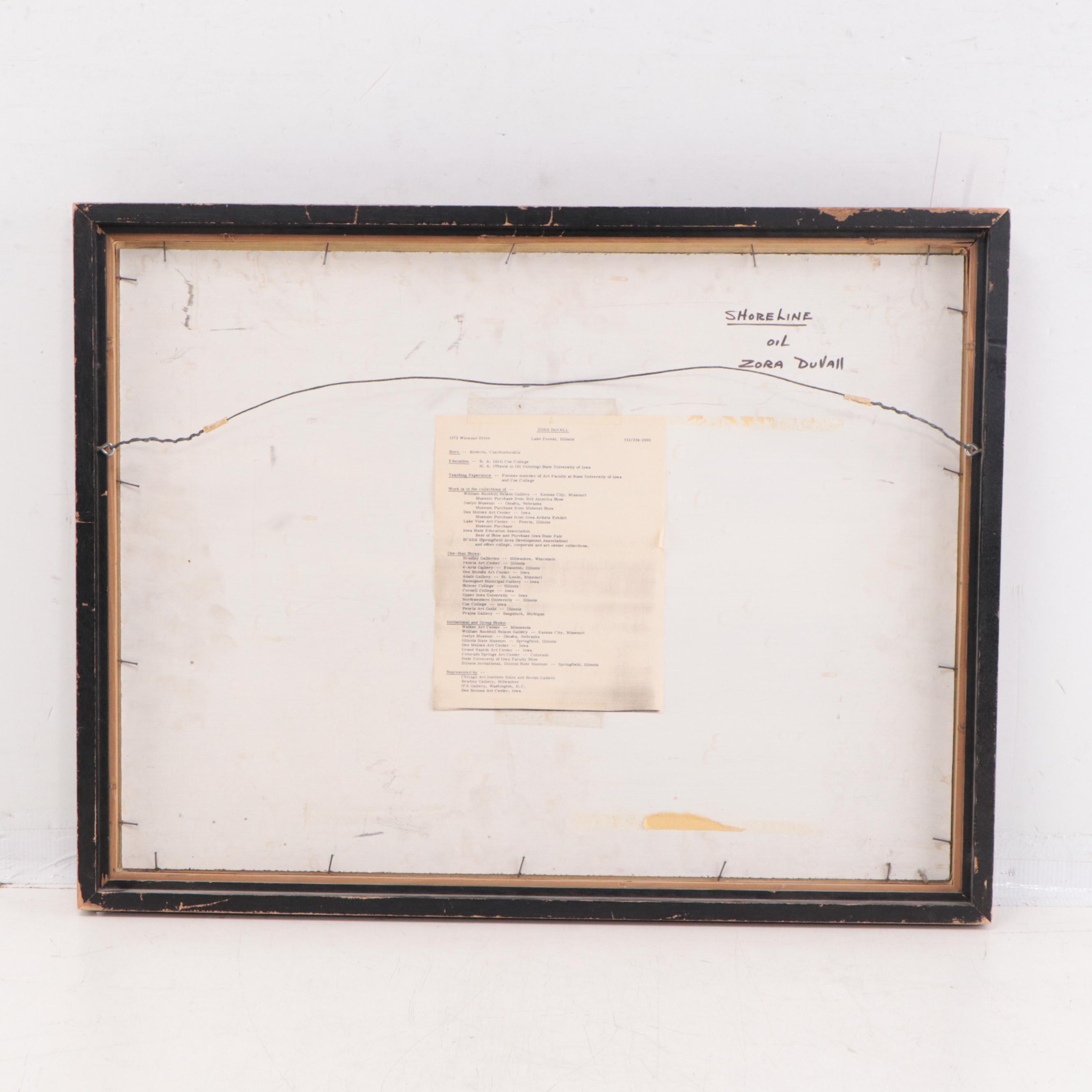 Zora DuVall Abstract Oil Painting "Shoreline," Circa 1970