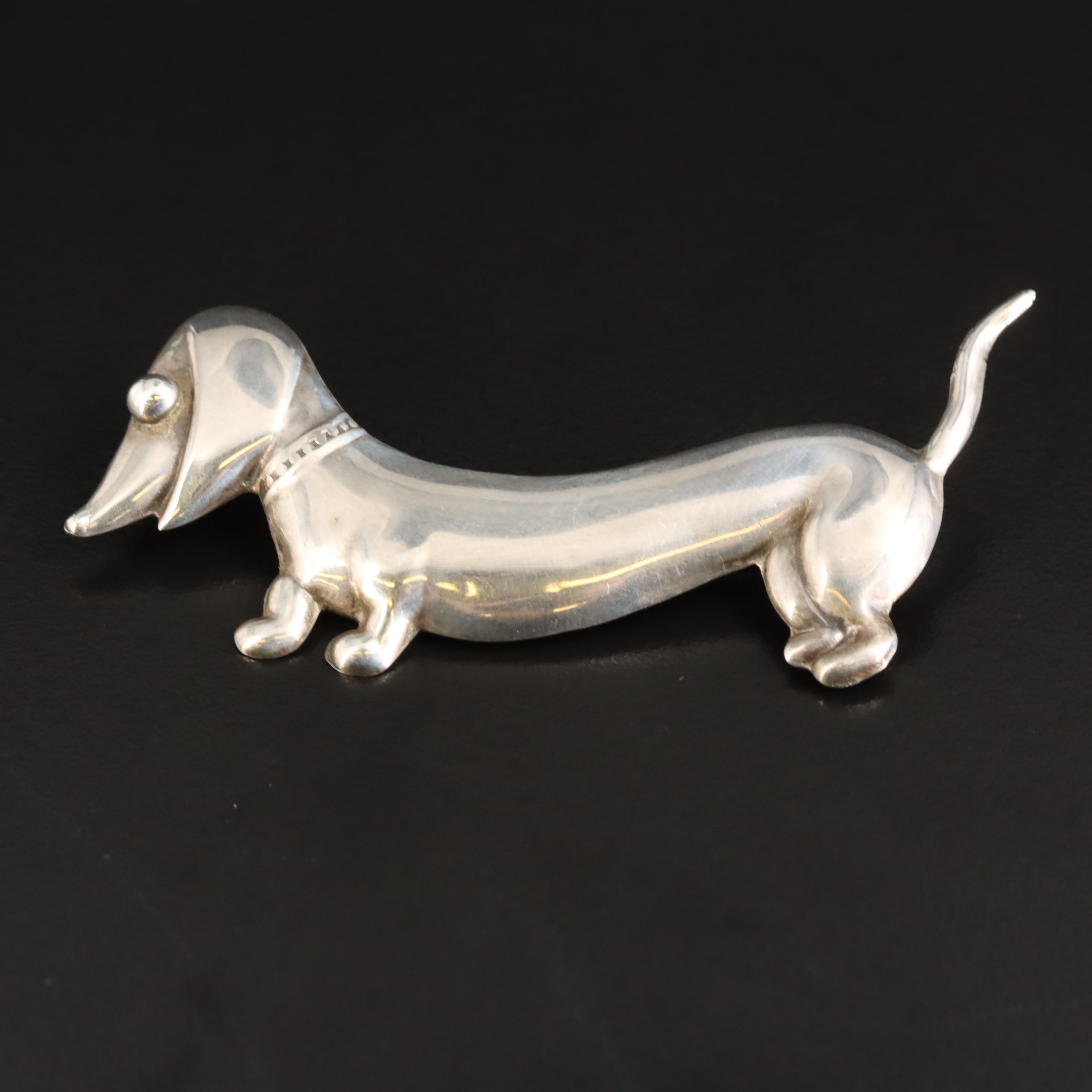 Vintage Mexican Sterling Dachshund Brooch