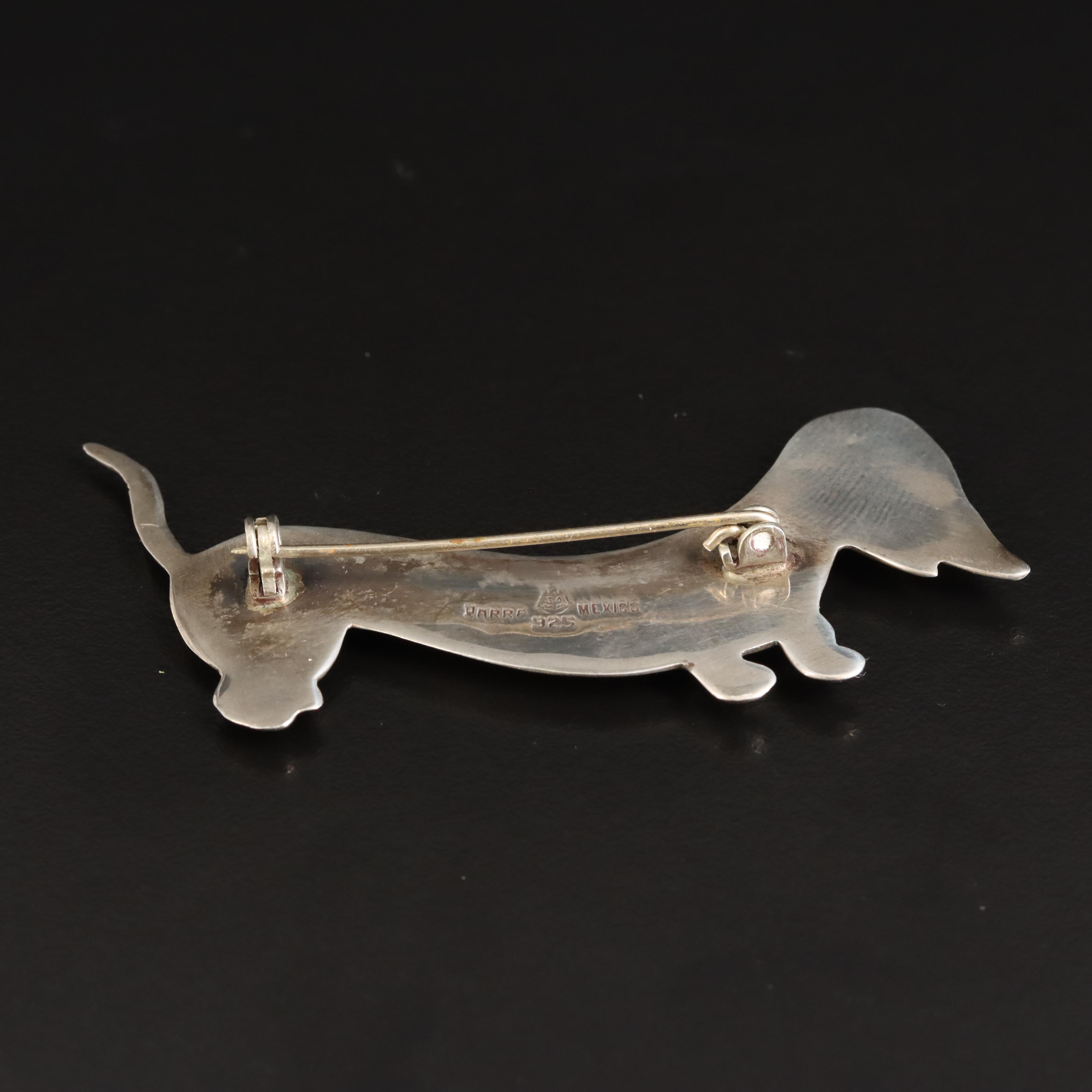 Vintage Mexican Sterling Dachshund Brooch