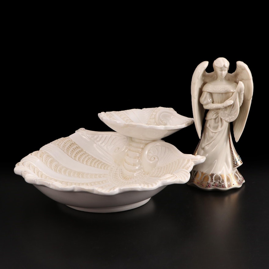 Lenox "Butler's Pantry" Two-Tier Shell Server and "Angel of Harmony" Figurine