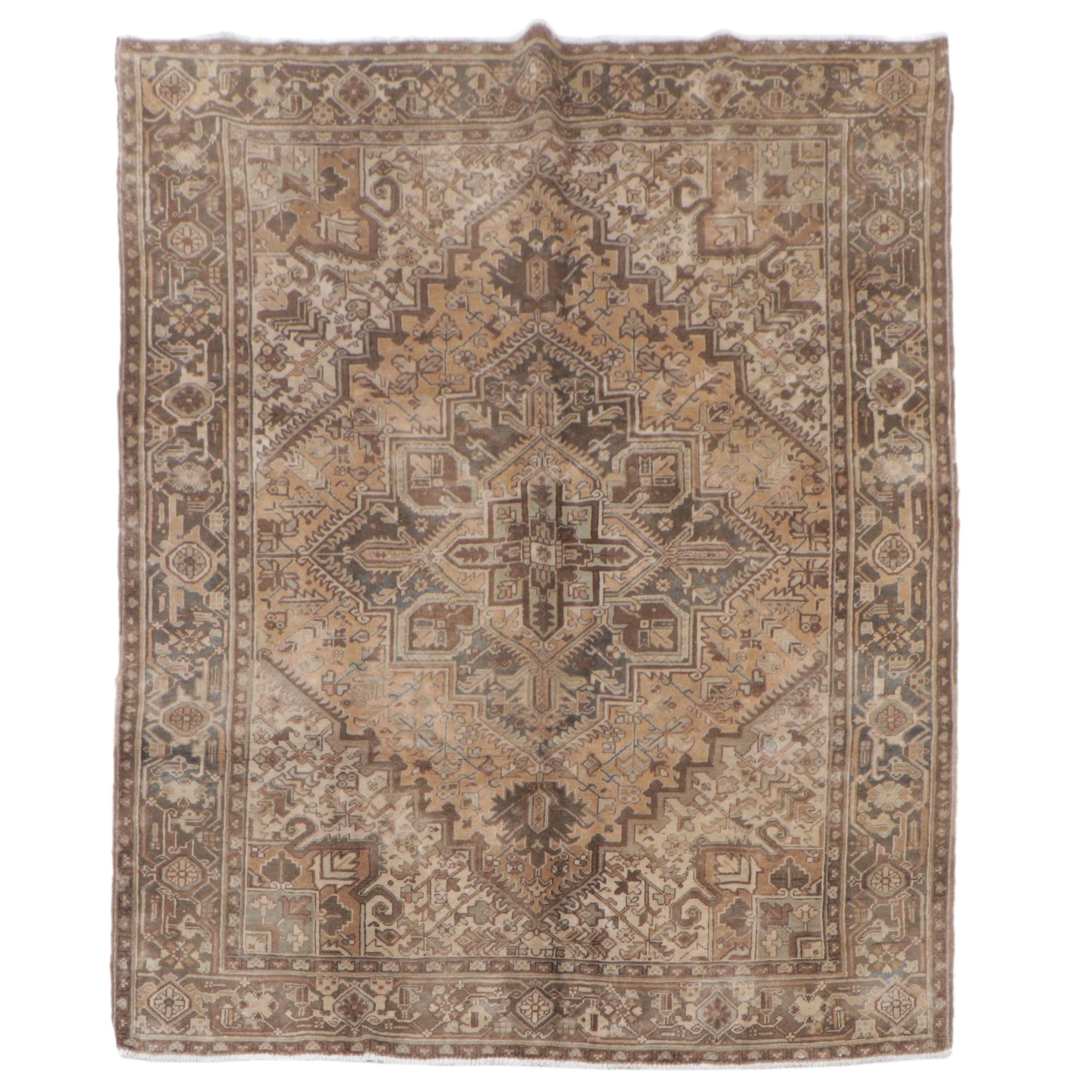 7'2 x 9'5 Hand-Knotted Indo-Persian Heriz Area Rug