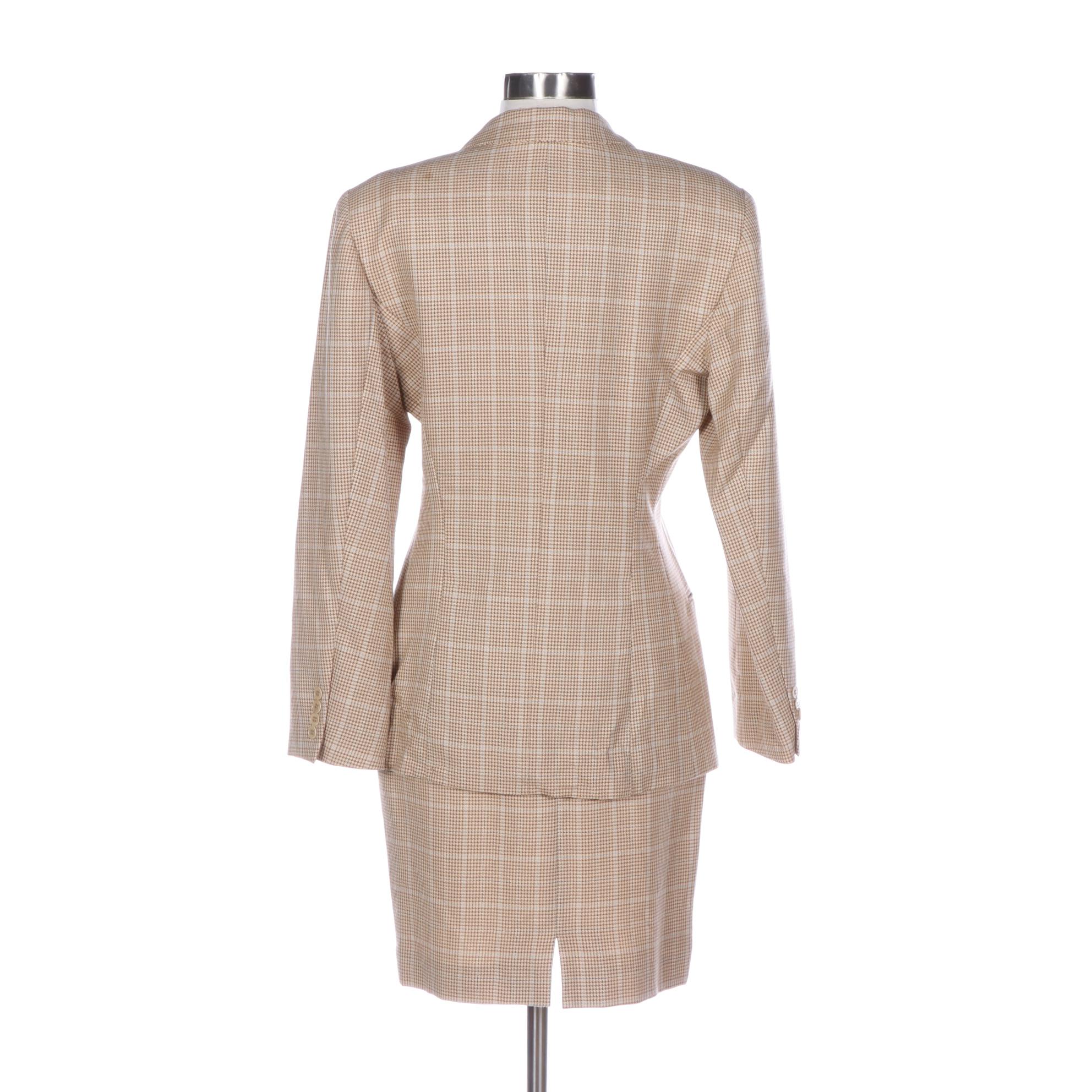 Burberrys Plaid Wool Skirt Suit