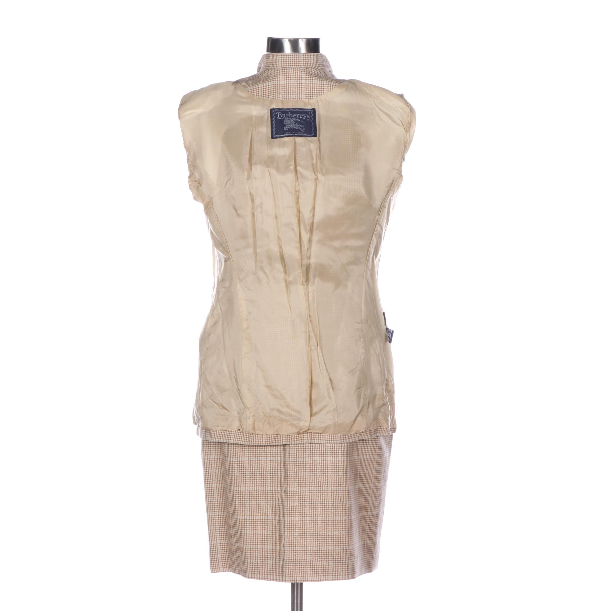 Burberrys Plaid Wool Skirt Suit