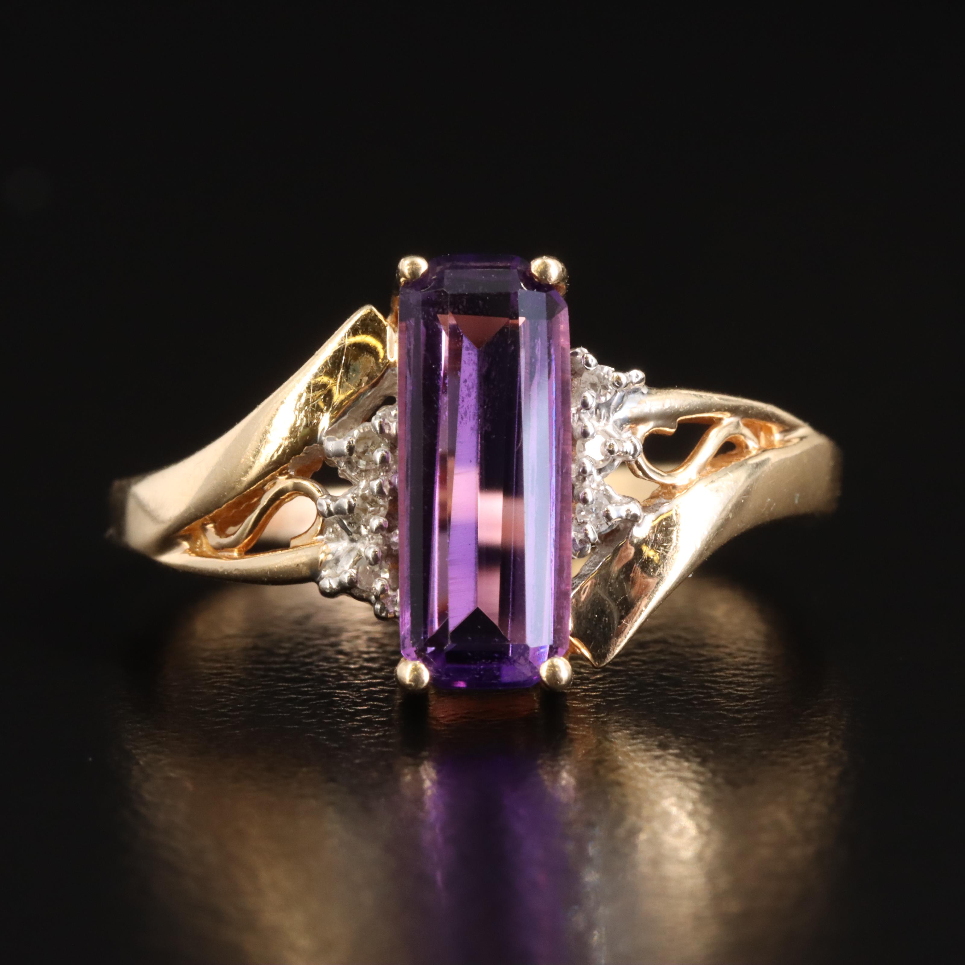 10K Amethyst and Diamond Ring