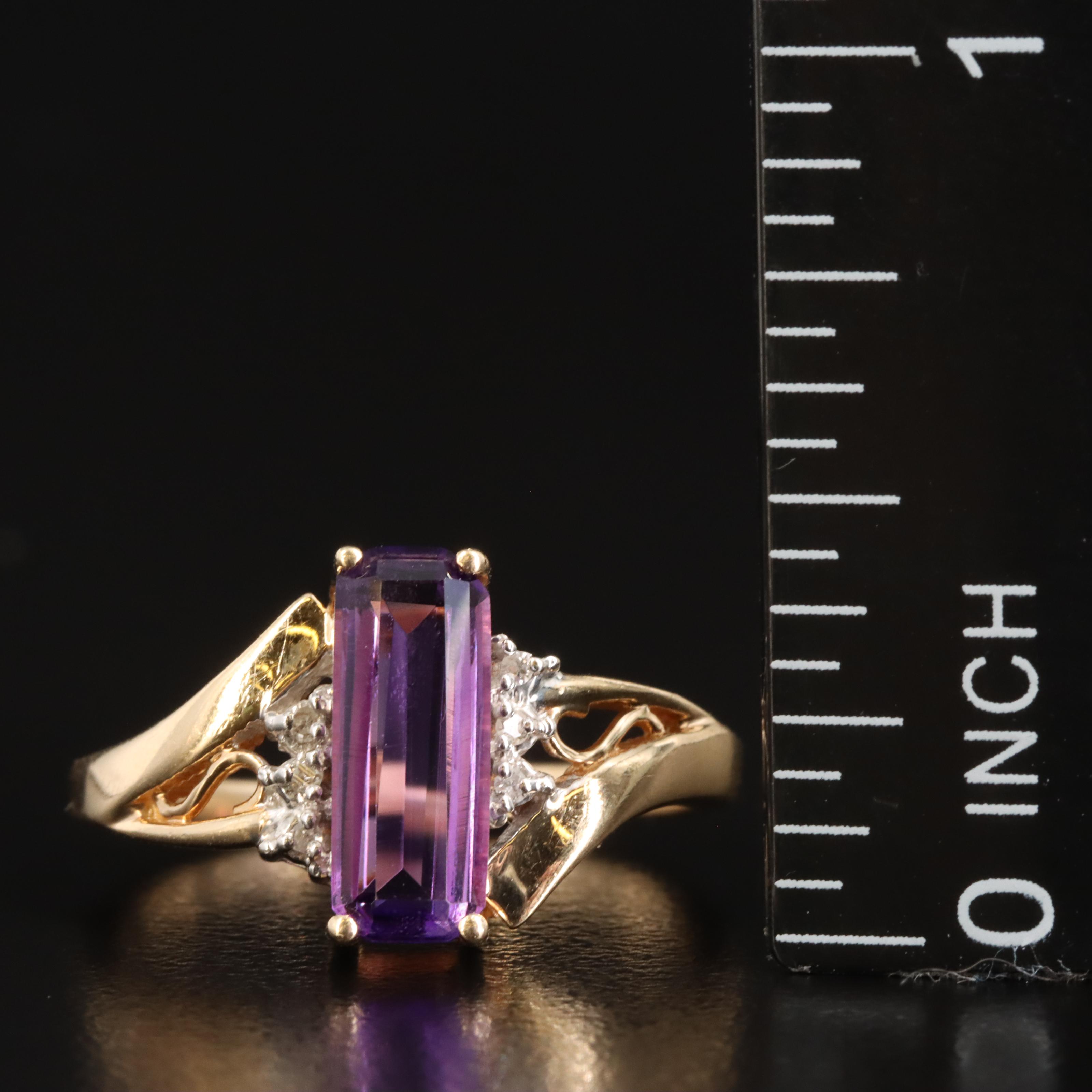 10K Amethyst and Diamond Ring
