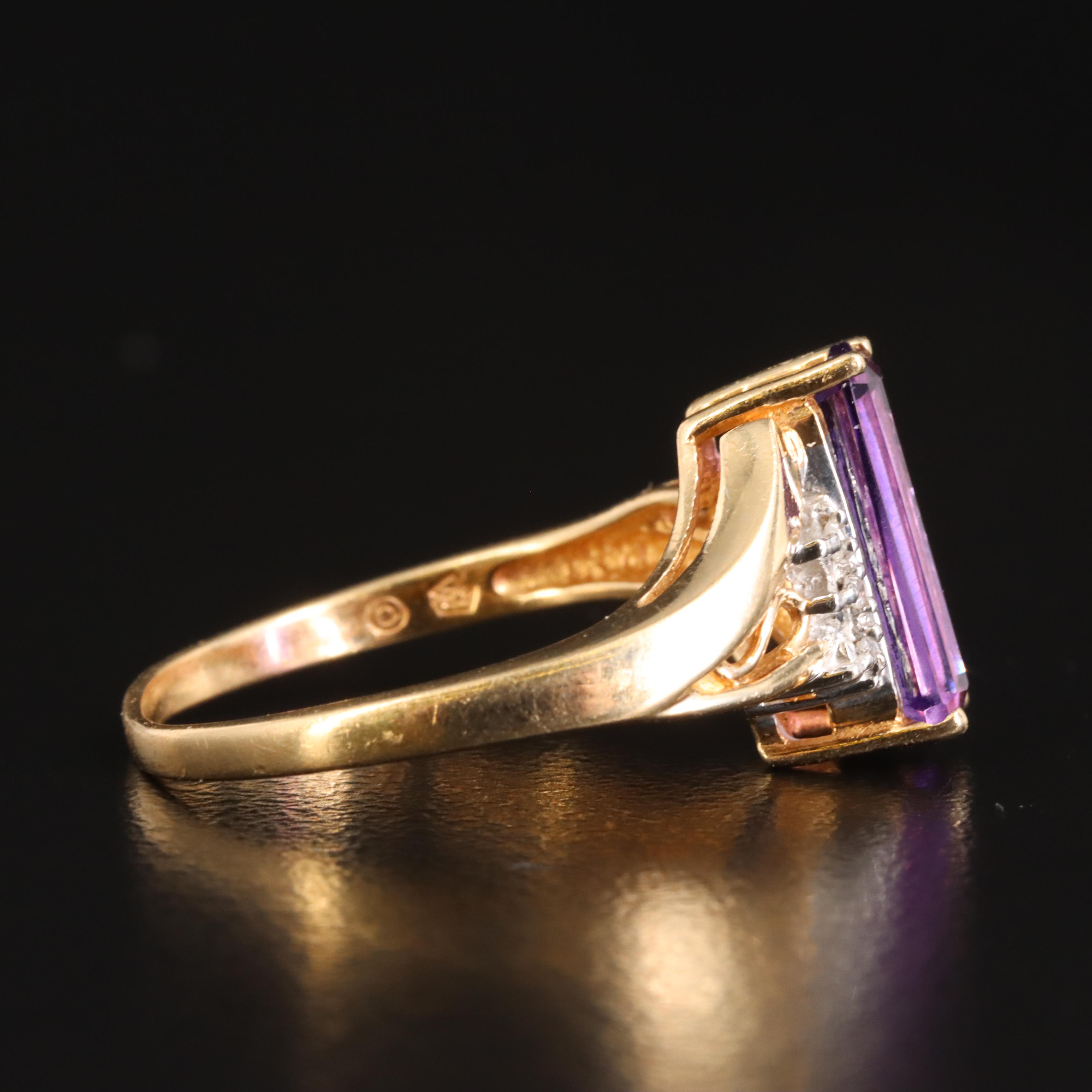 10K Amethyst and Diamond Ring