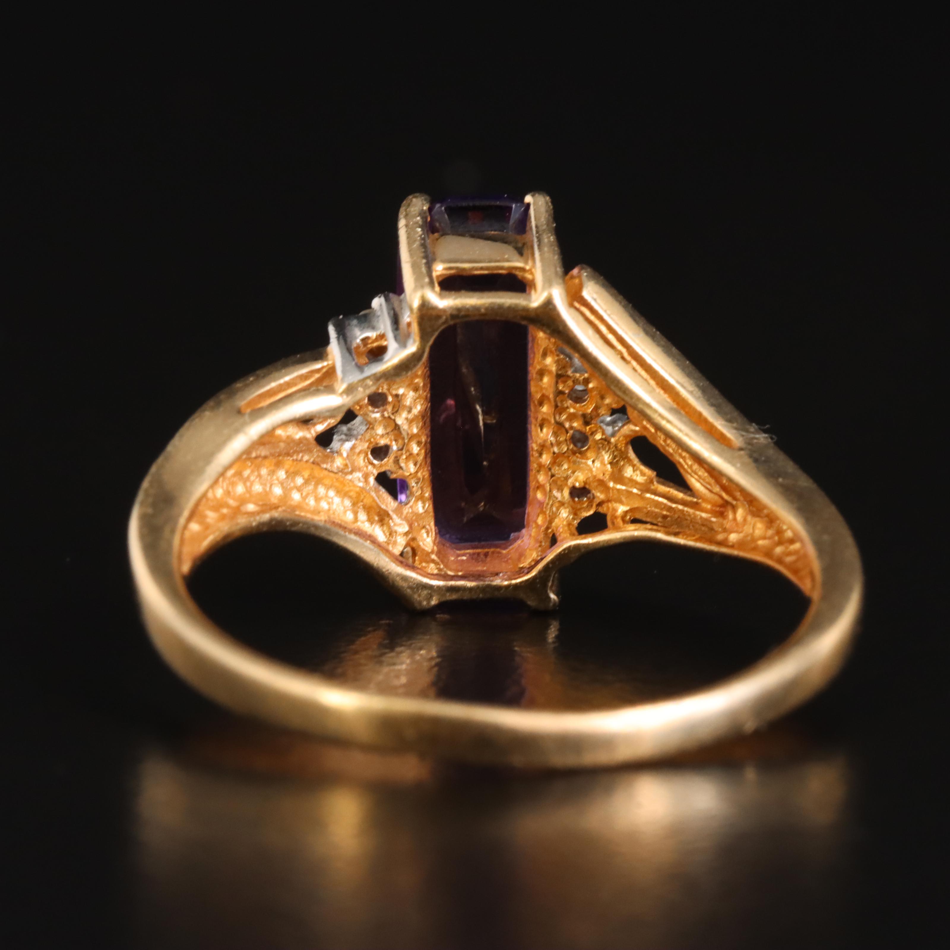 10K Amethyst and Diamond Ring