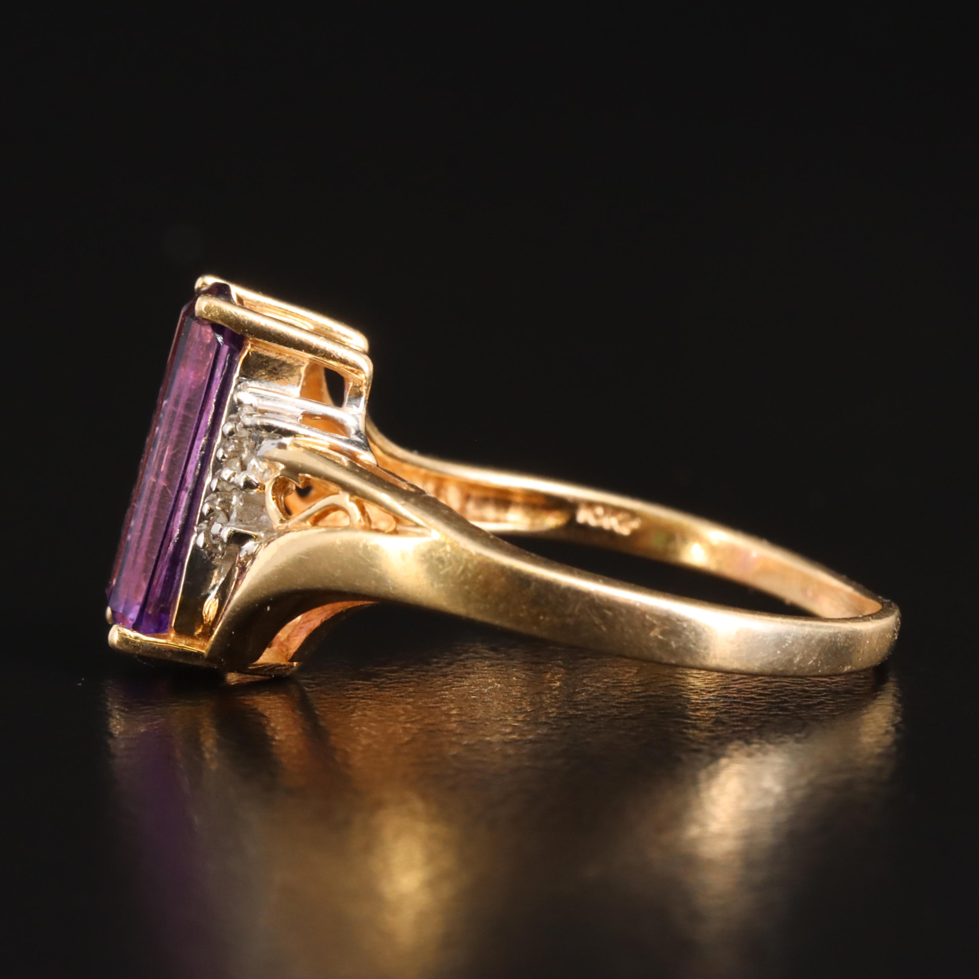 10K Amethyst and Diamond Ring