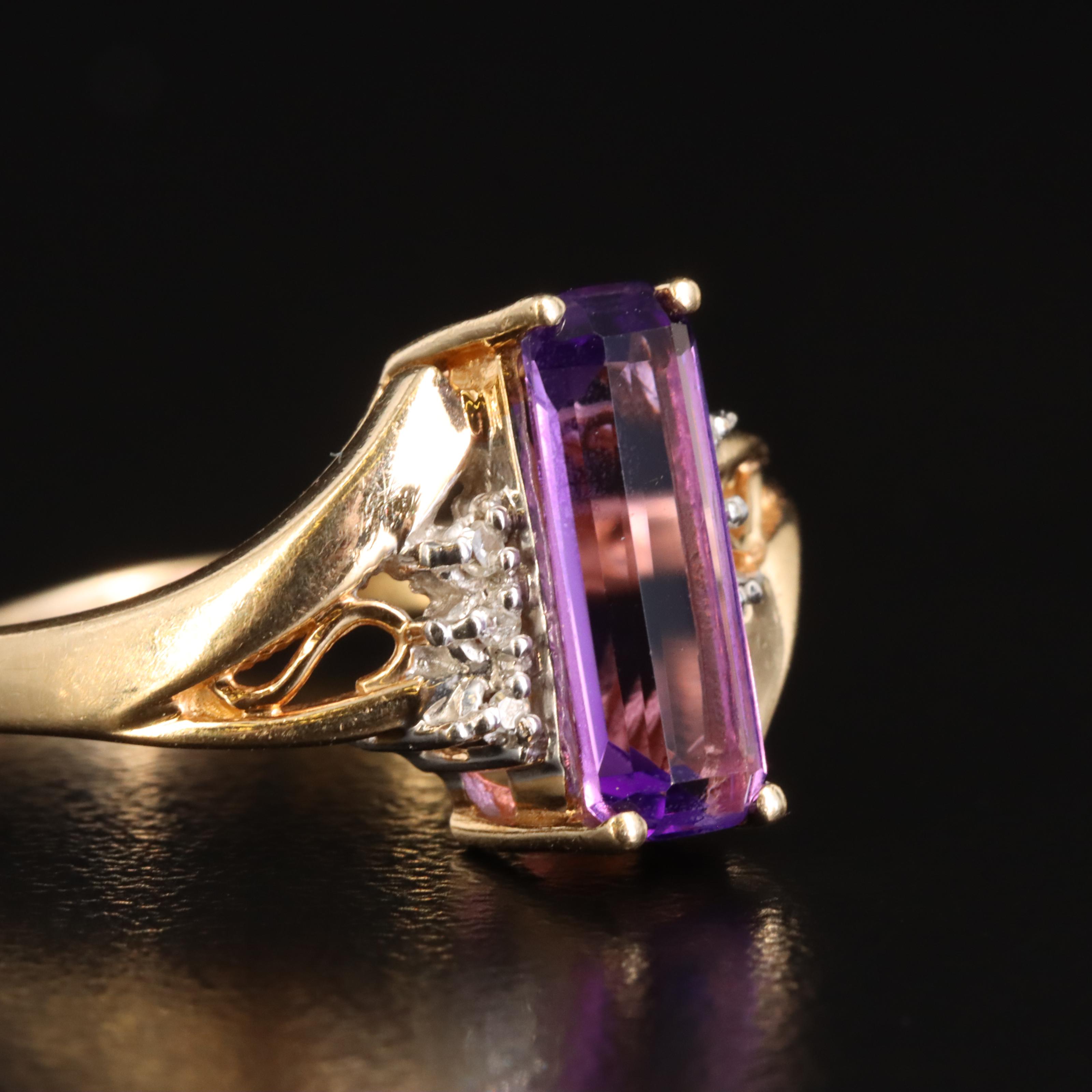 10K Amethyst and Diamond Ring