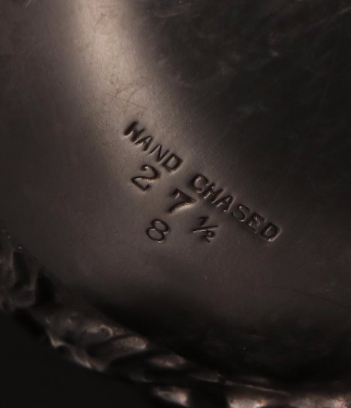 Stieff "Stieff Rose" Hand Chased Sterling Silver Creamer and Sugar, 1950s