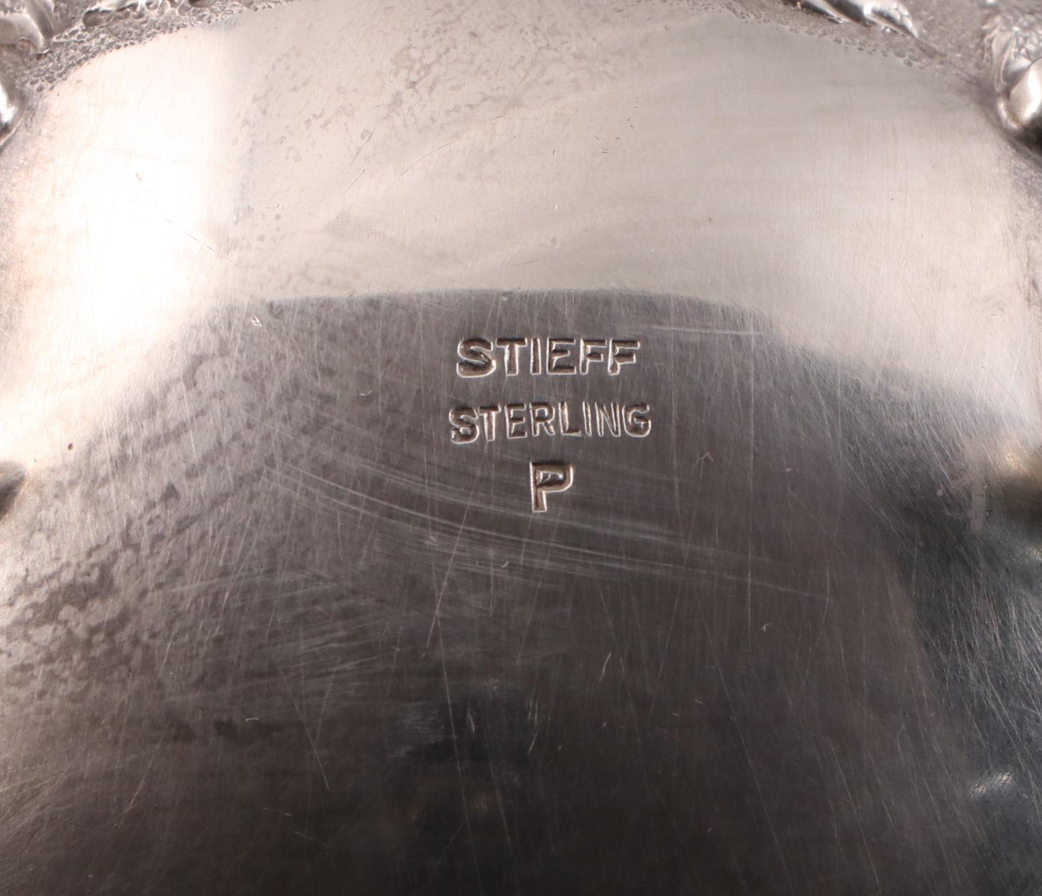 Stieff "Stieff Rose" Hand Chased Sterling Silver Creamer and Sugar, 1950s