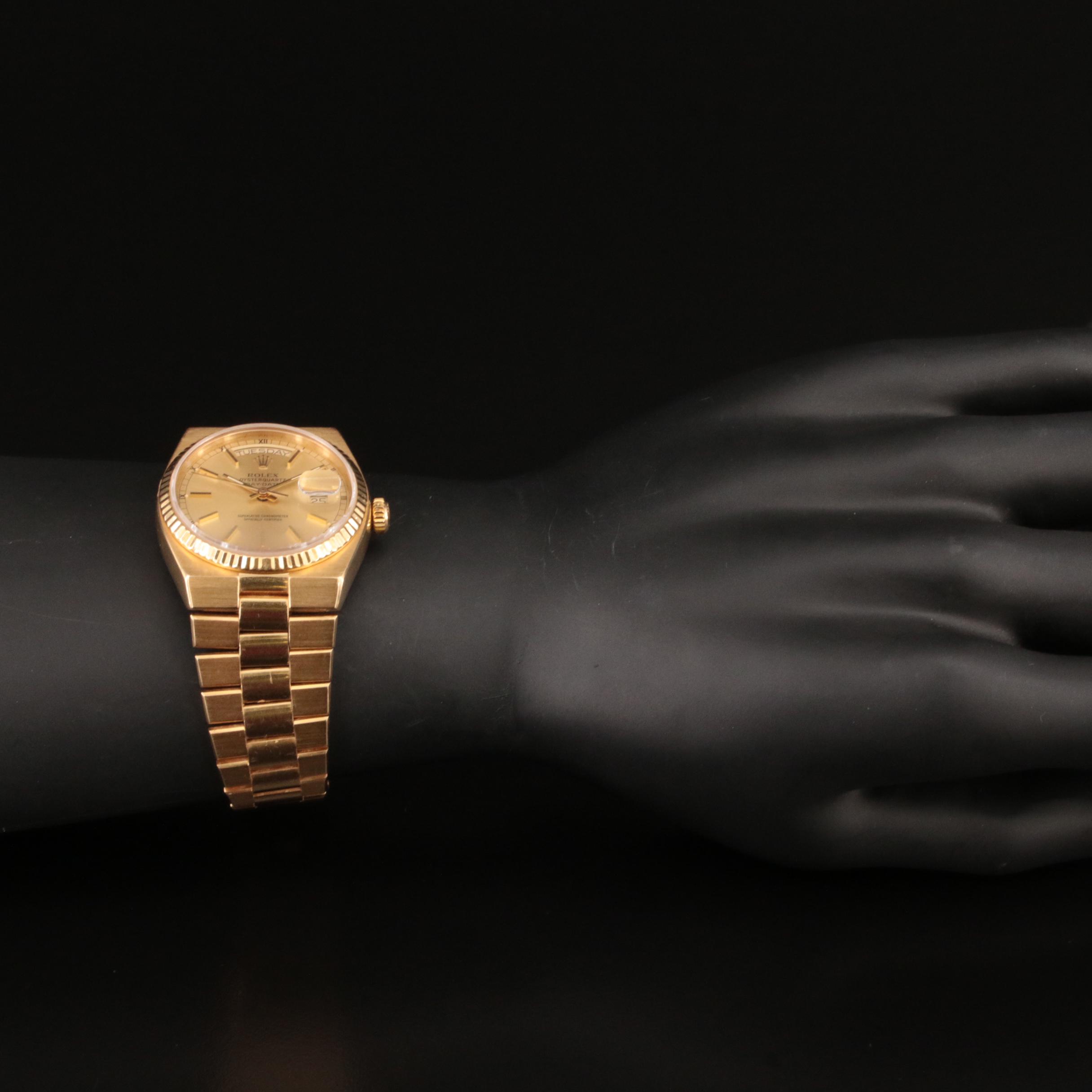 18K Rolex Day-Date OysterQuartz Integrated Presidential Watch