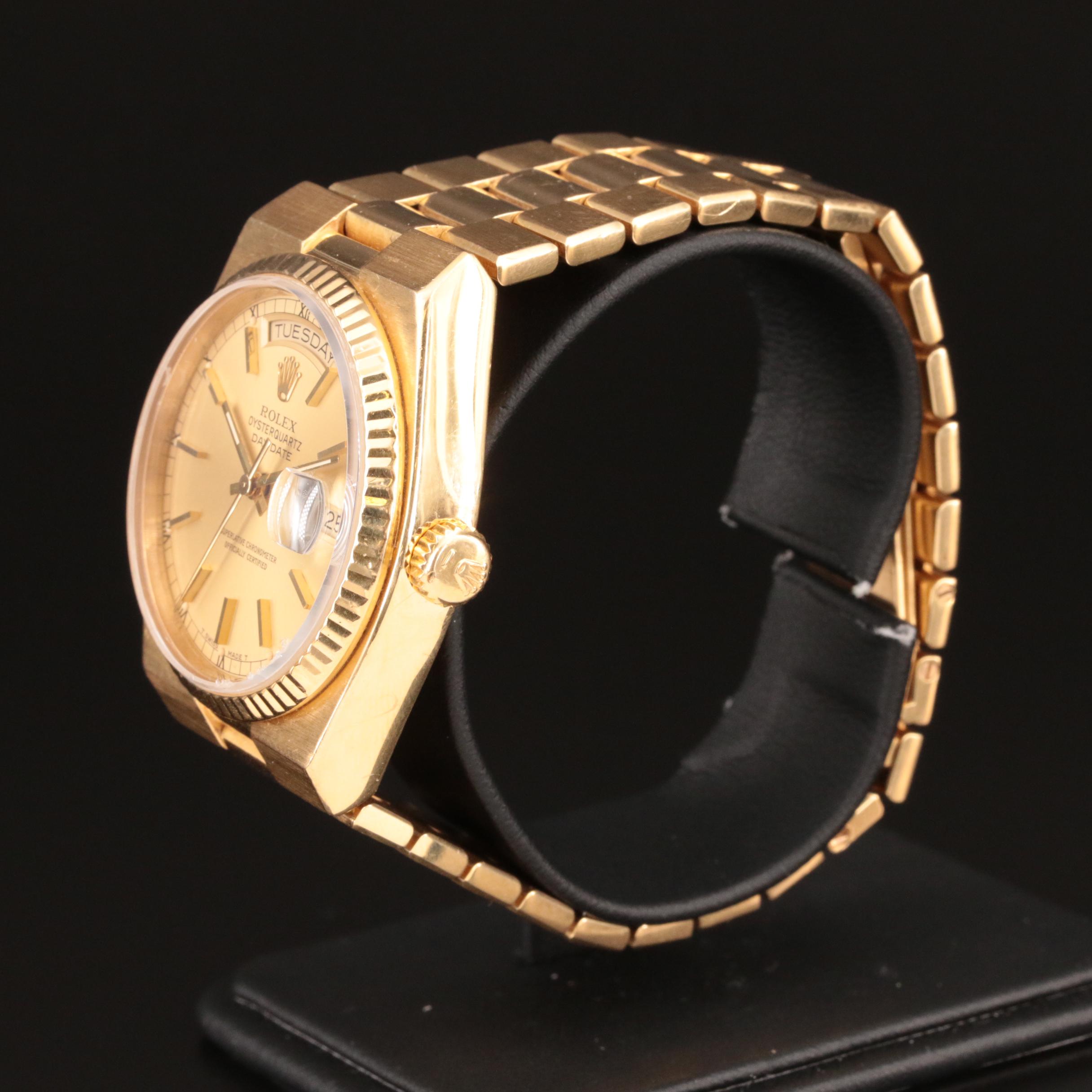 18K Rolex Day-Date OysterQuartz Integrated Presidential Watch