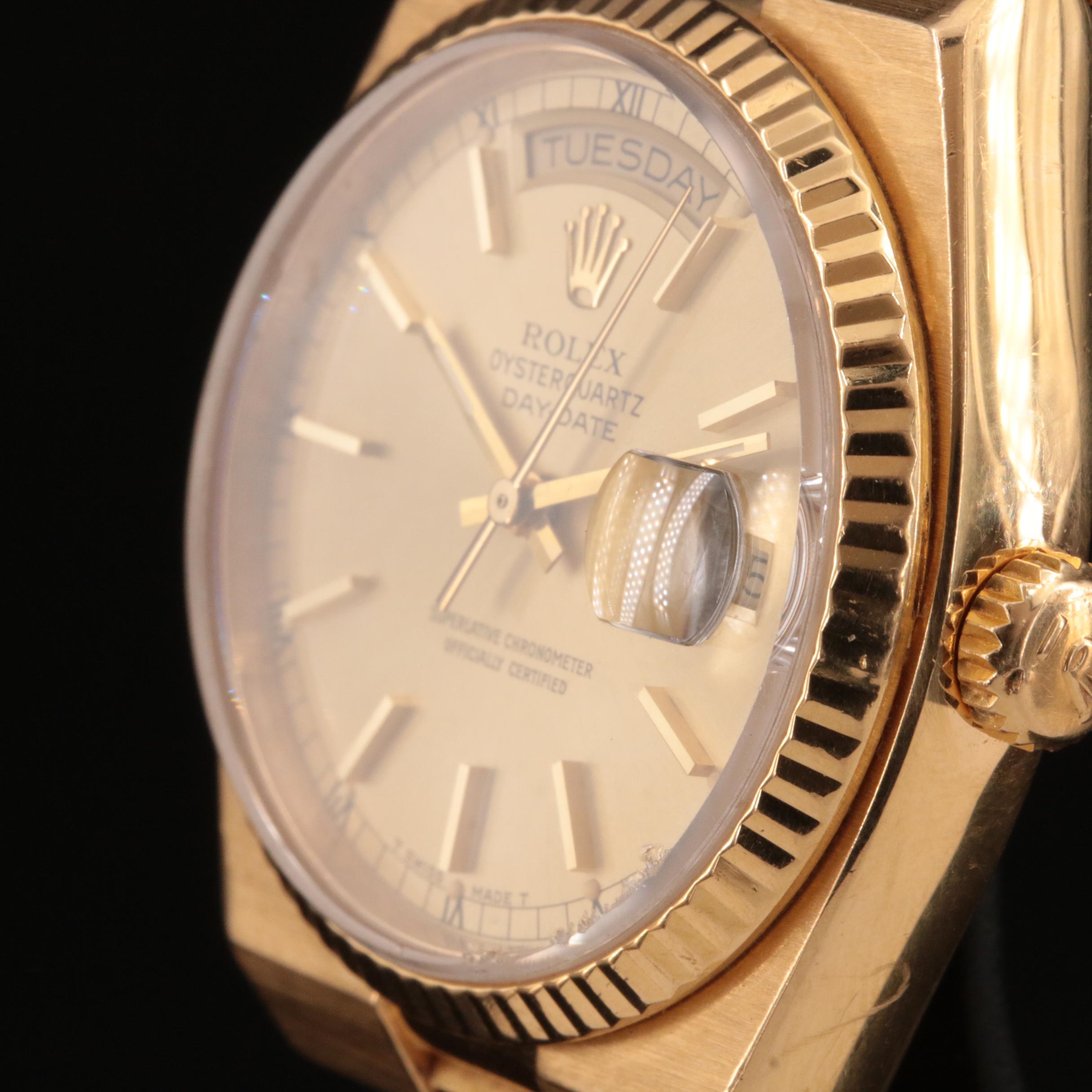 18K Rolex Day-Date OysterQuartz Integrated Presidential Watch