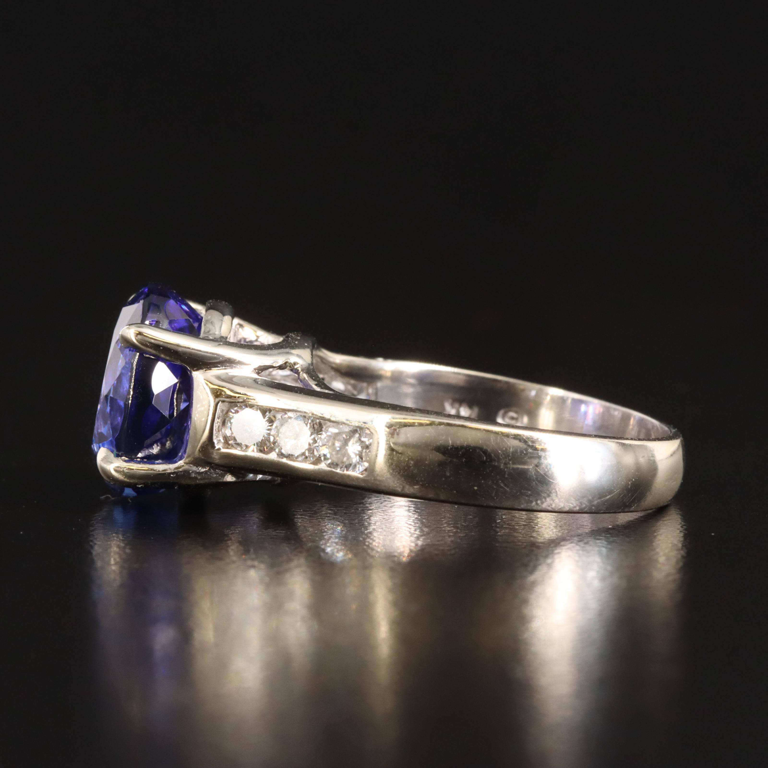 14K 7.81 CT Tanzanite and Diamond Ring with GIA Report