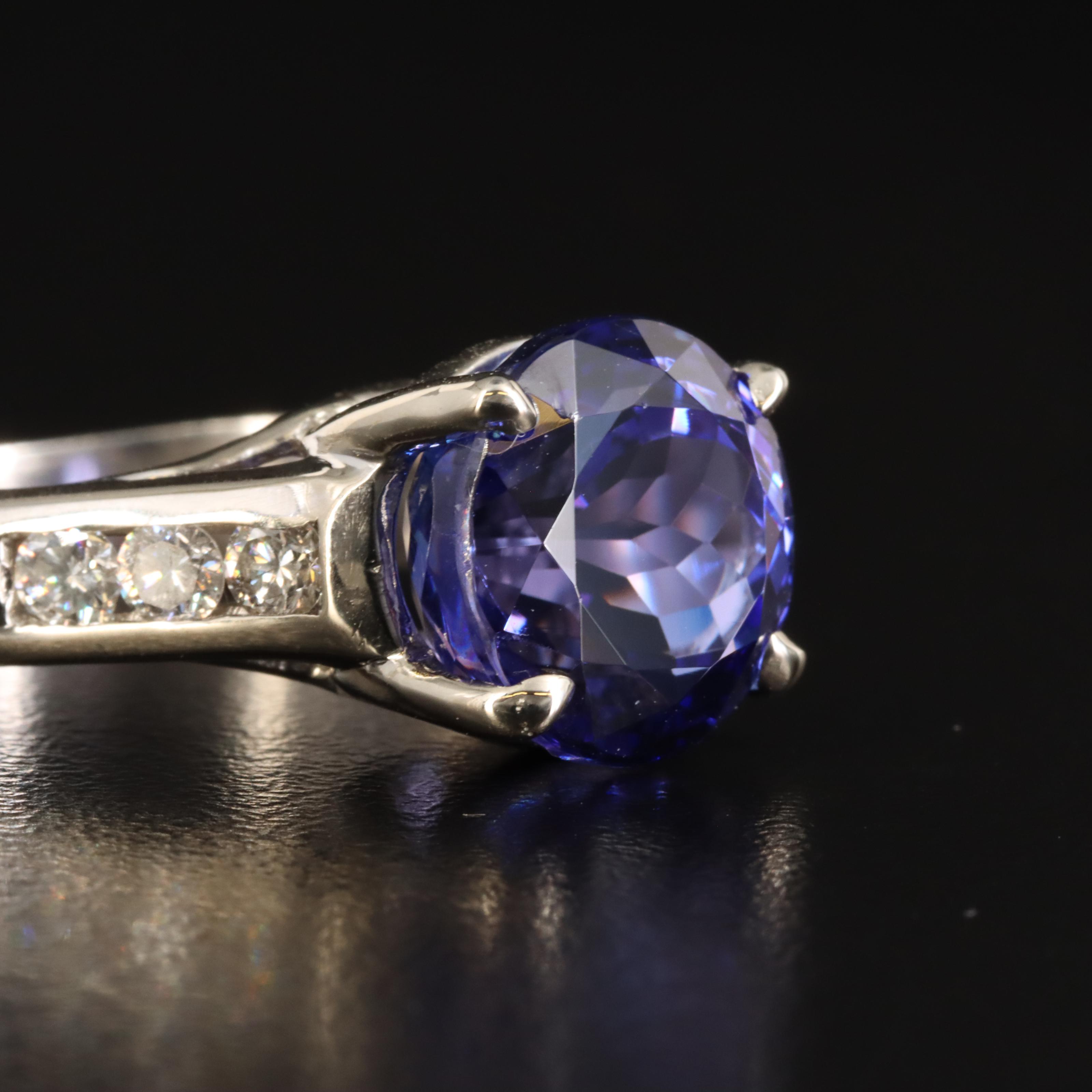 14K 7.81 CT Tanzanite and Diamond Ring with GIA Report