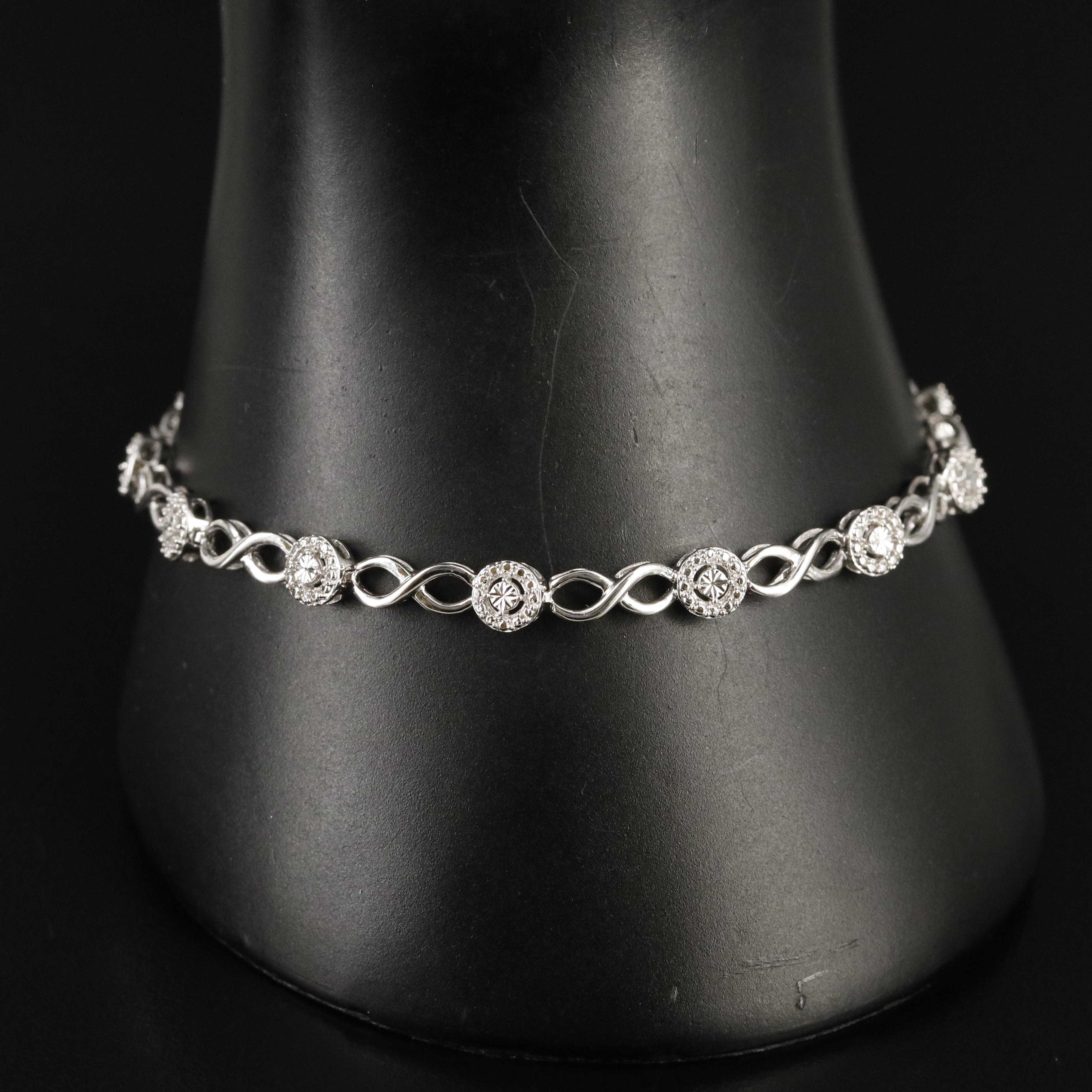 Sterling Diamond Infinity Link Bracelet