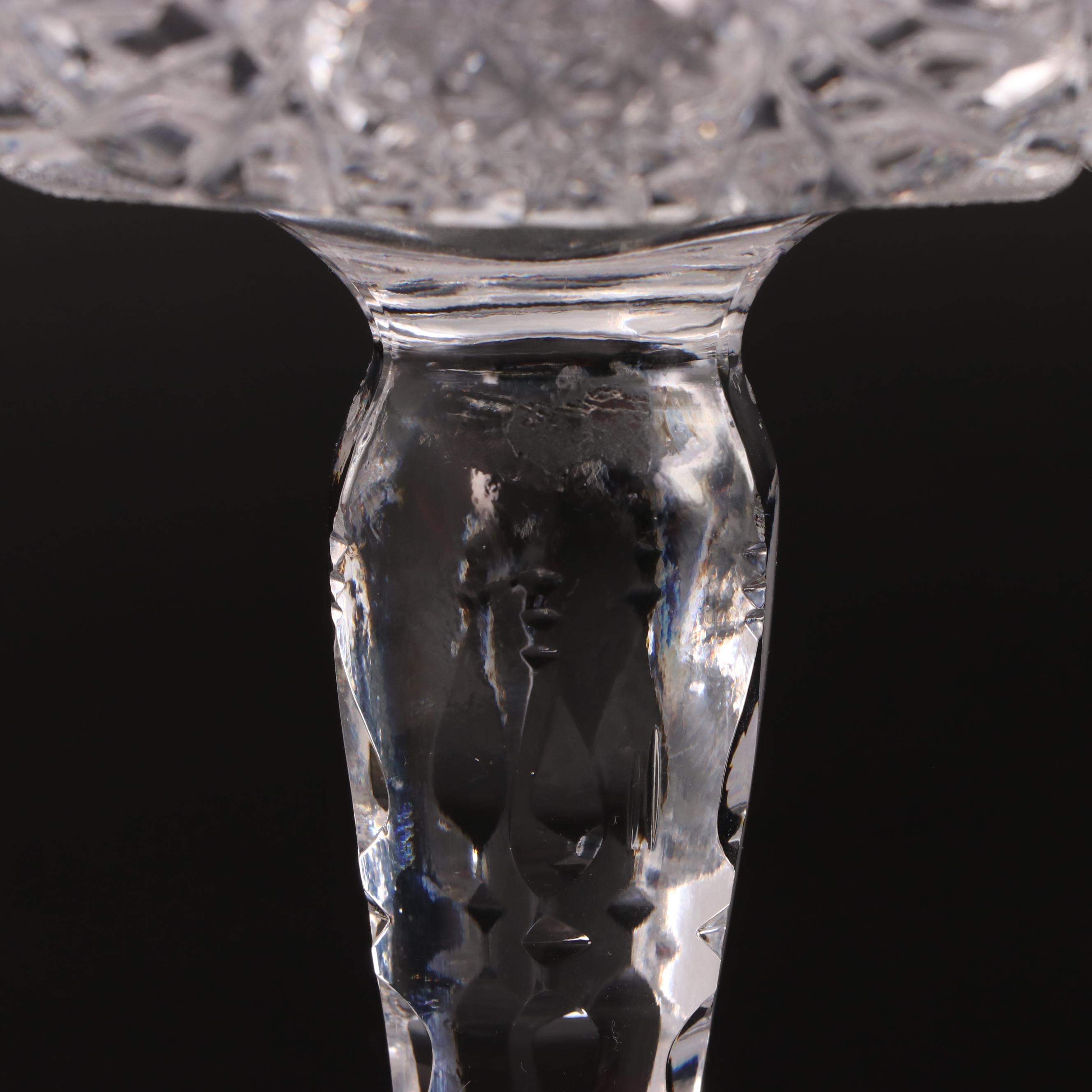 Ames Mfg Co. Sterling Candlesticks with American Brilliant Style Glass Compote