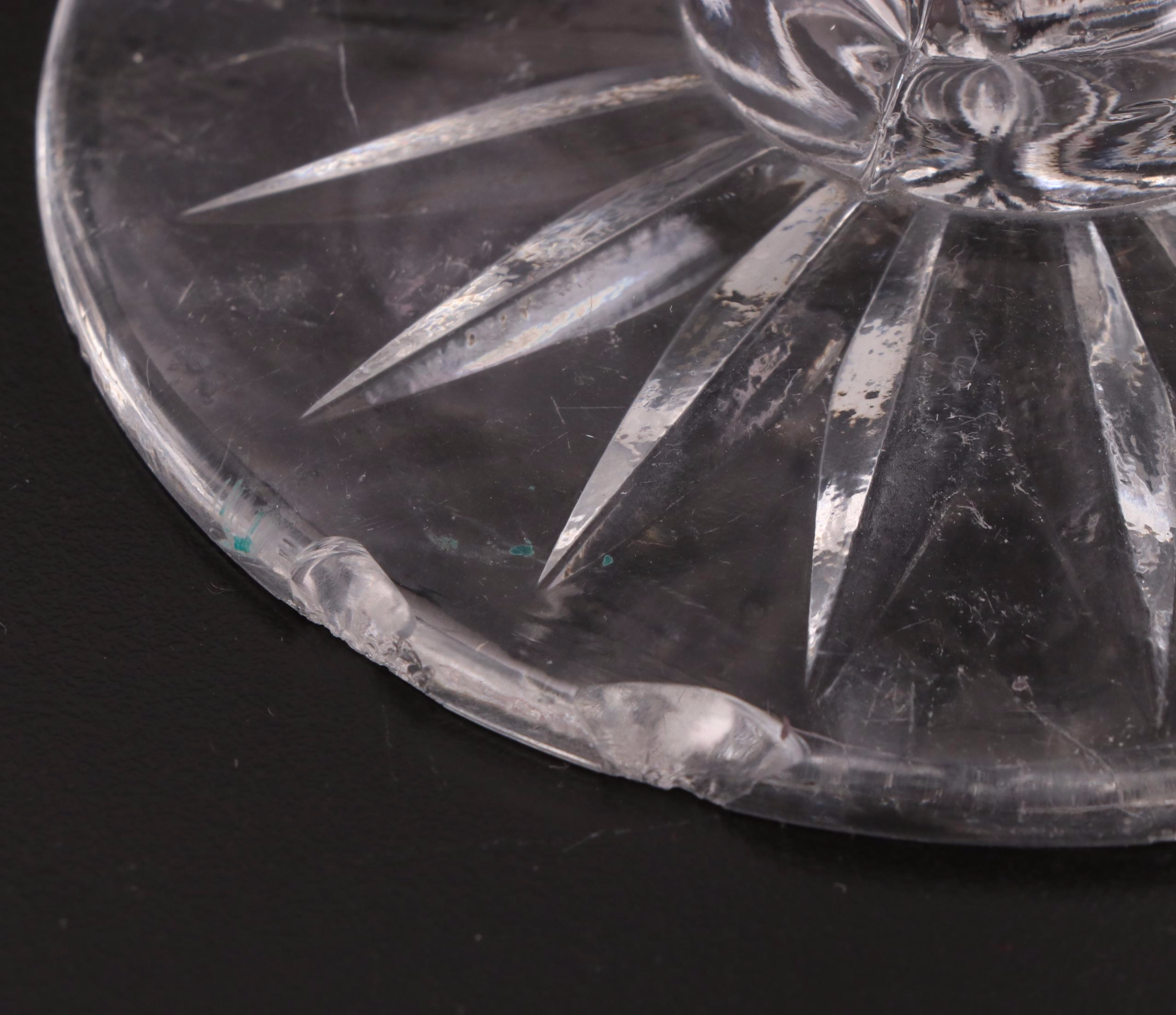 Ames Mfg Co. Sterling Candlesticks with American Brilliant Style Glass Compote