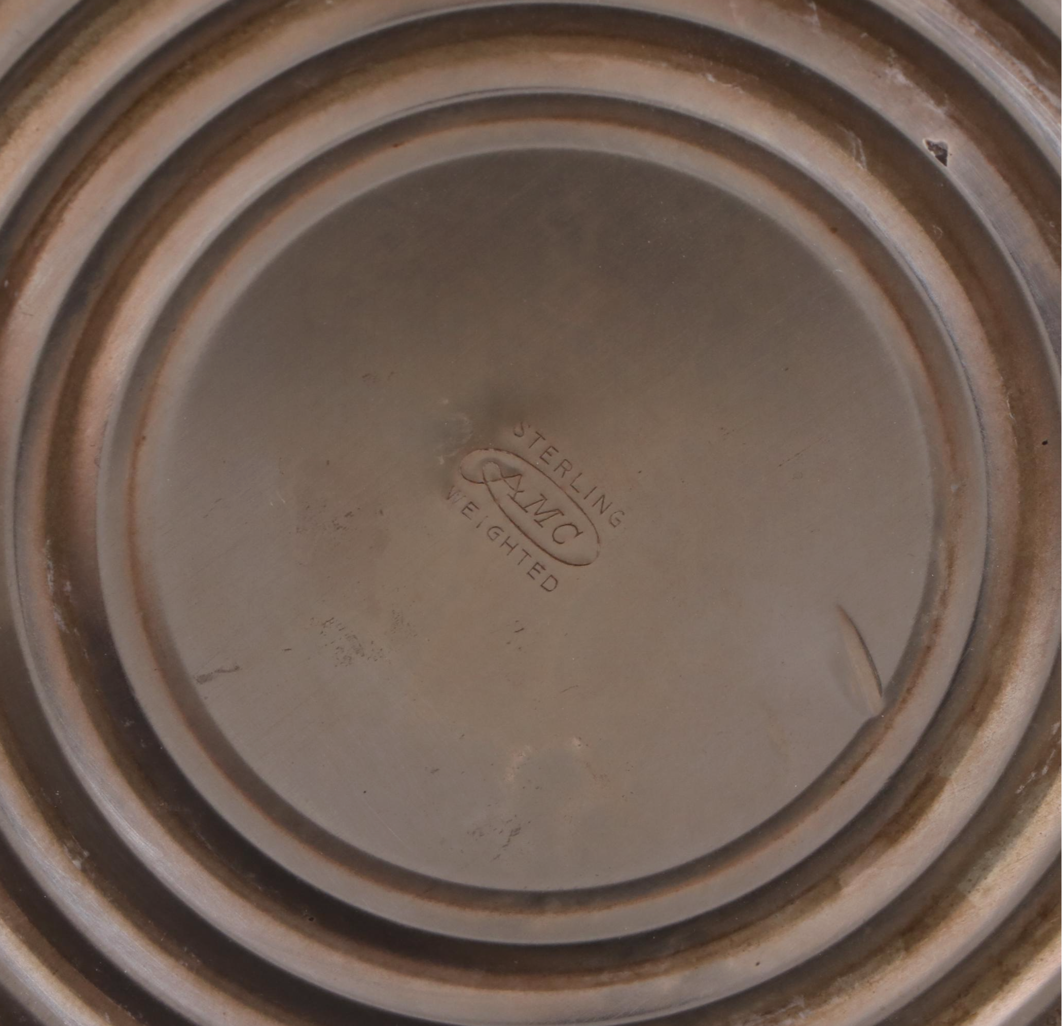 Ames Mfg Co. Sterling Candlesticks with American Brilliant Style Glass Compote