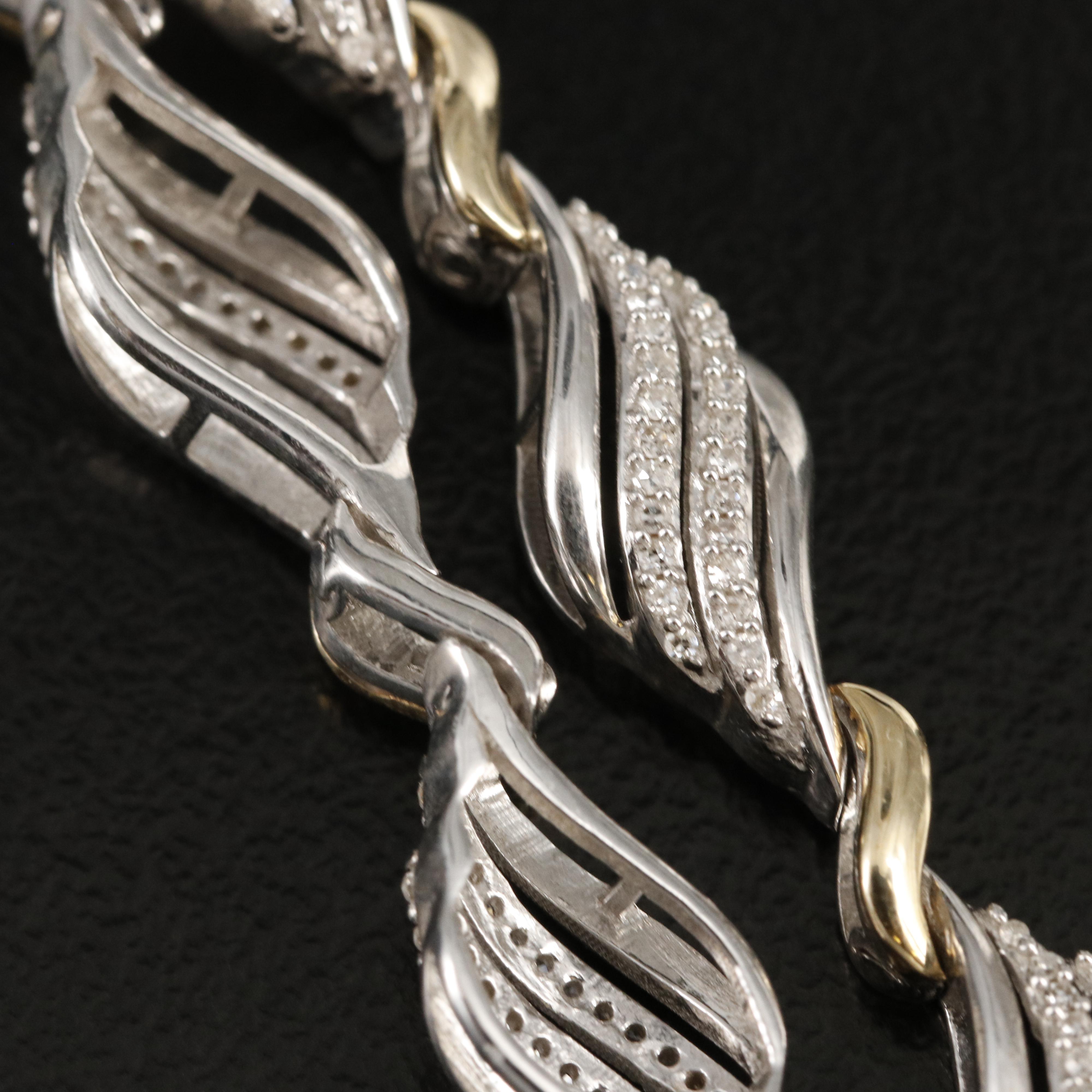 Sterling Diamond Fancy Link Bracelet
