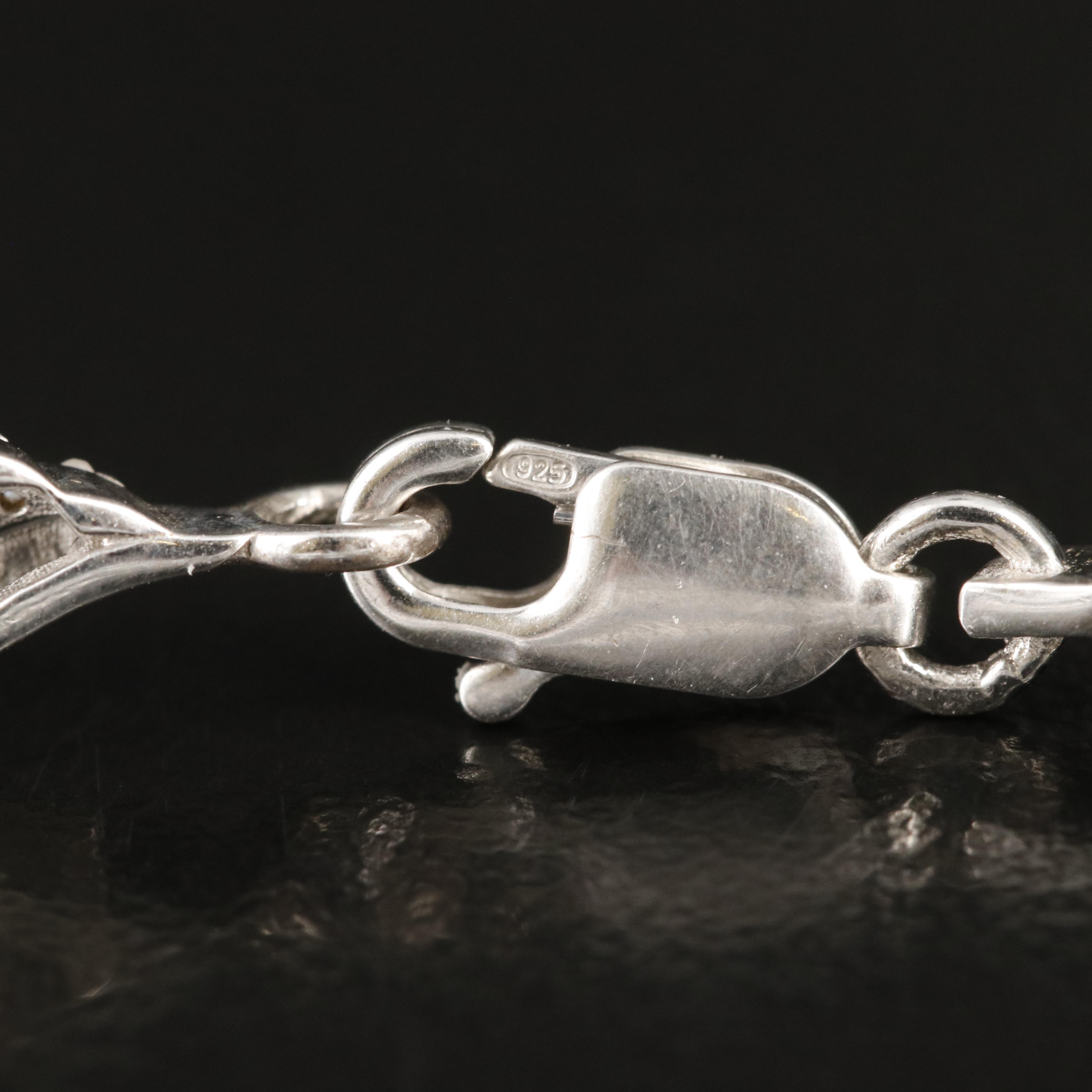 Sterling Diamond Fancy Link Bracelet