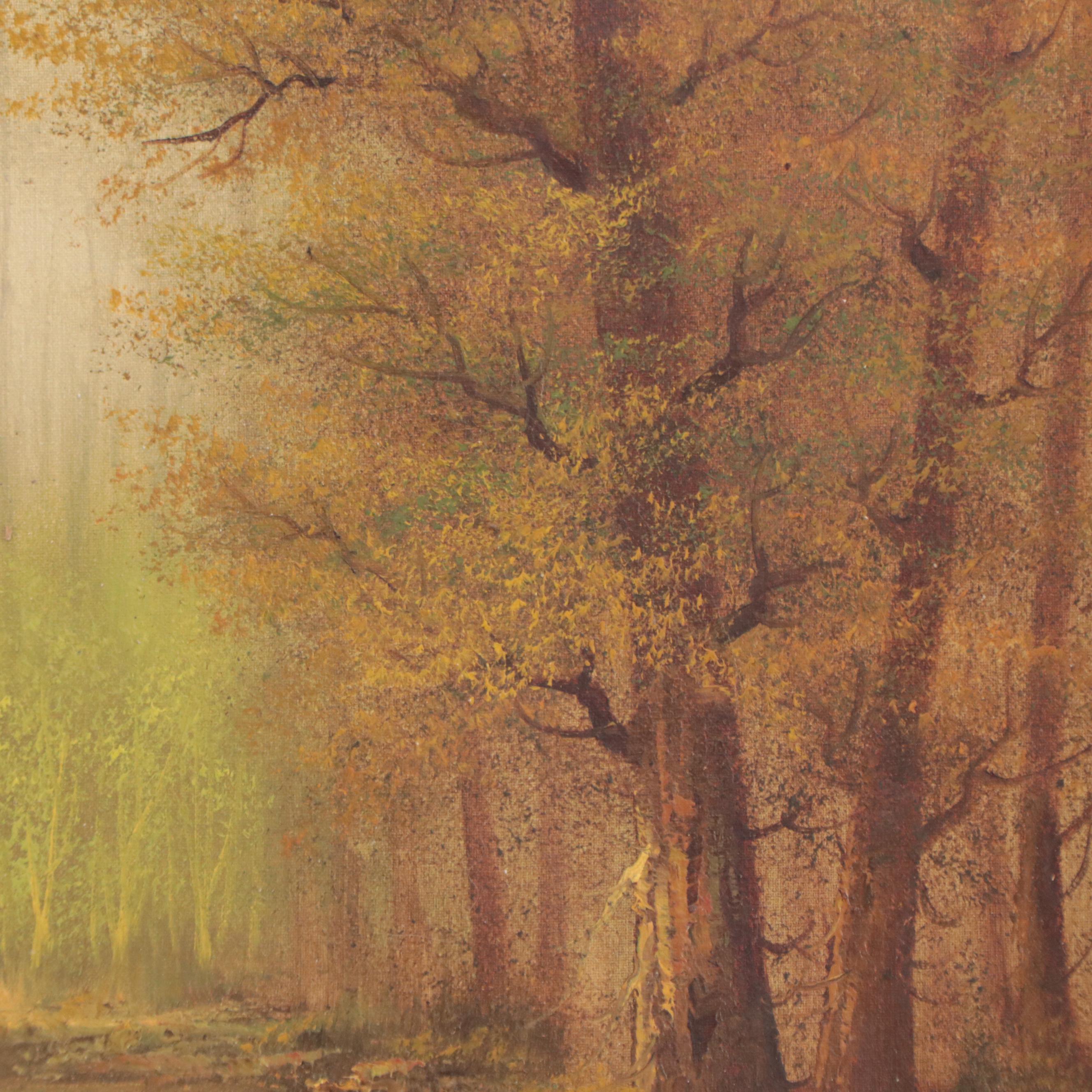 Ian Lawer Forest Landscape Oil Painting, Late 20th Century