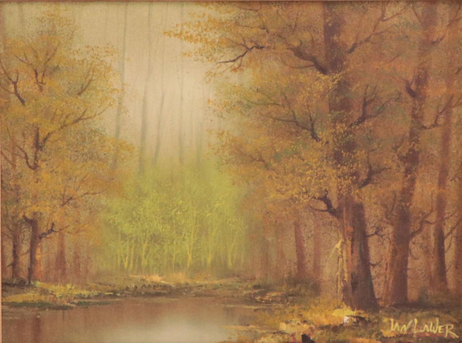 Ian Lawer Forest Landscape Oil Painting, Late 20th Century