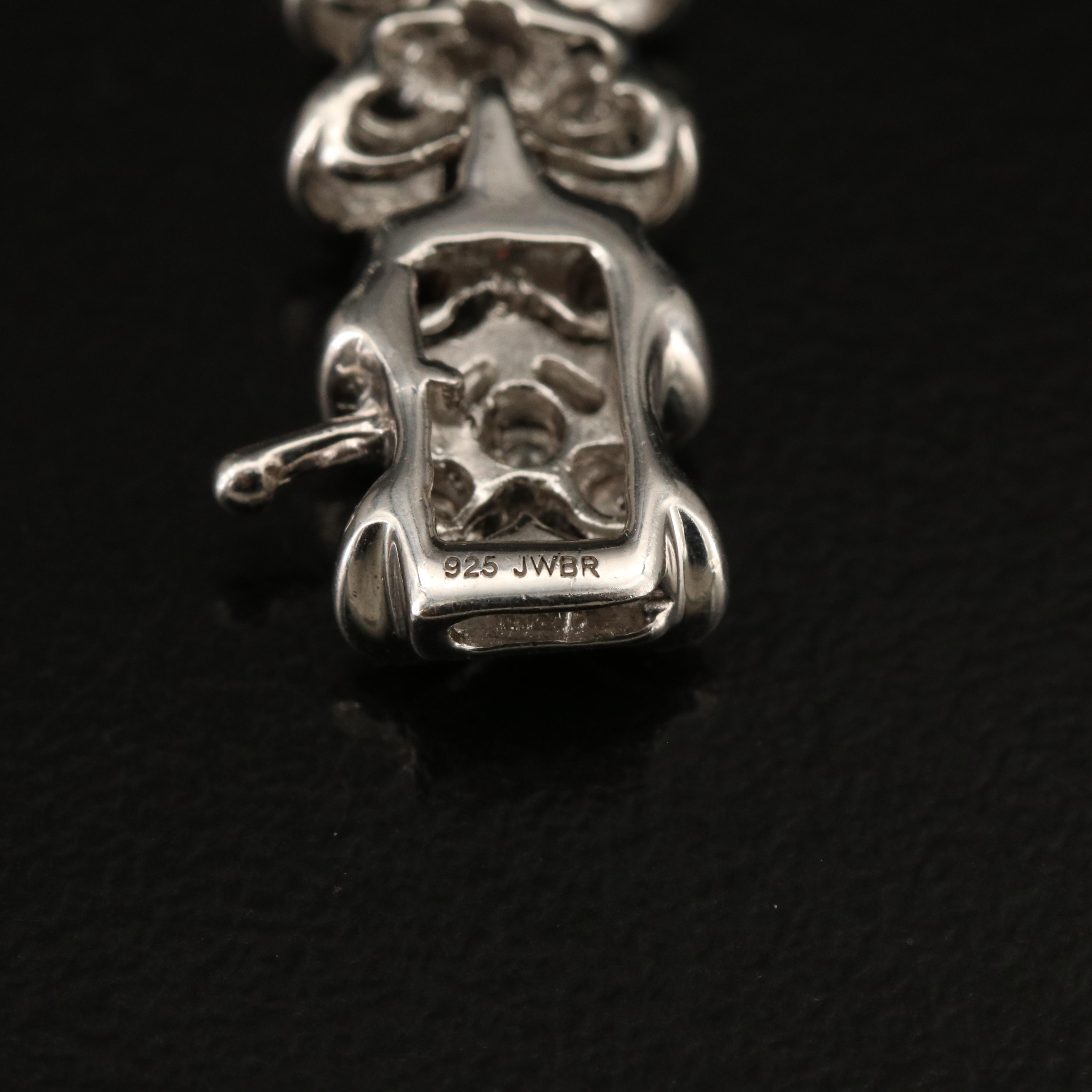 Sterling 1.03 CTW Diamond Chevron Link Bracelet