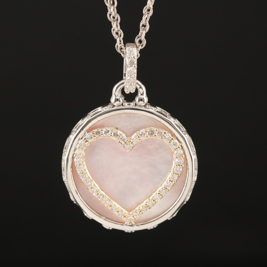 Sterling Diamond Heart Pendant Necklace