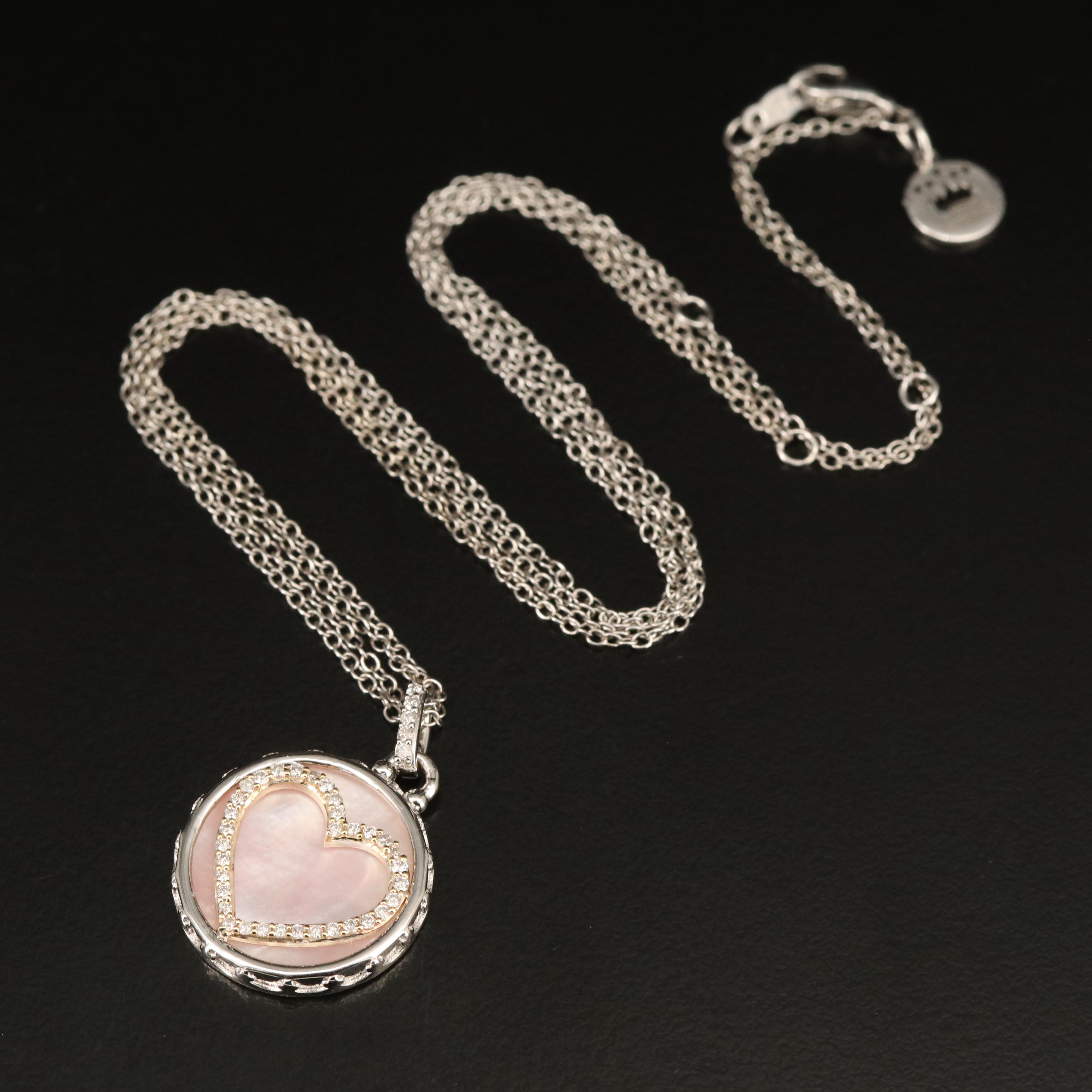 Sterling Diamond Heart Pendant Necklace