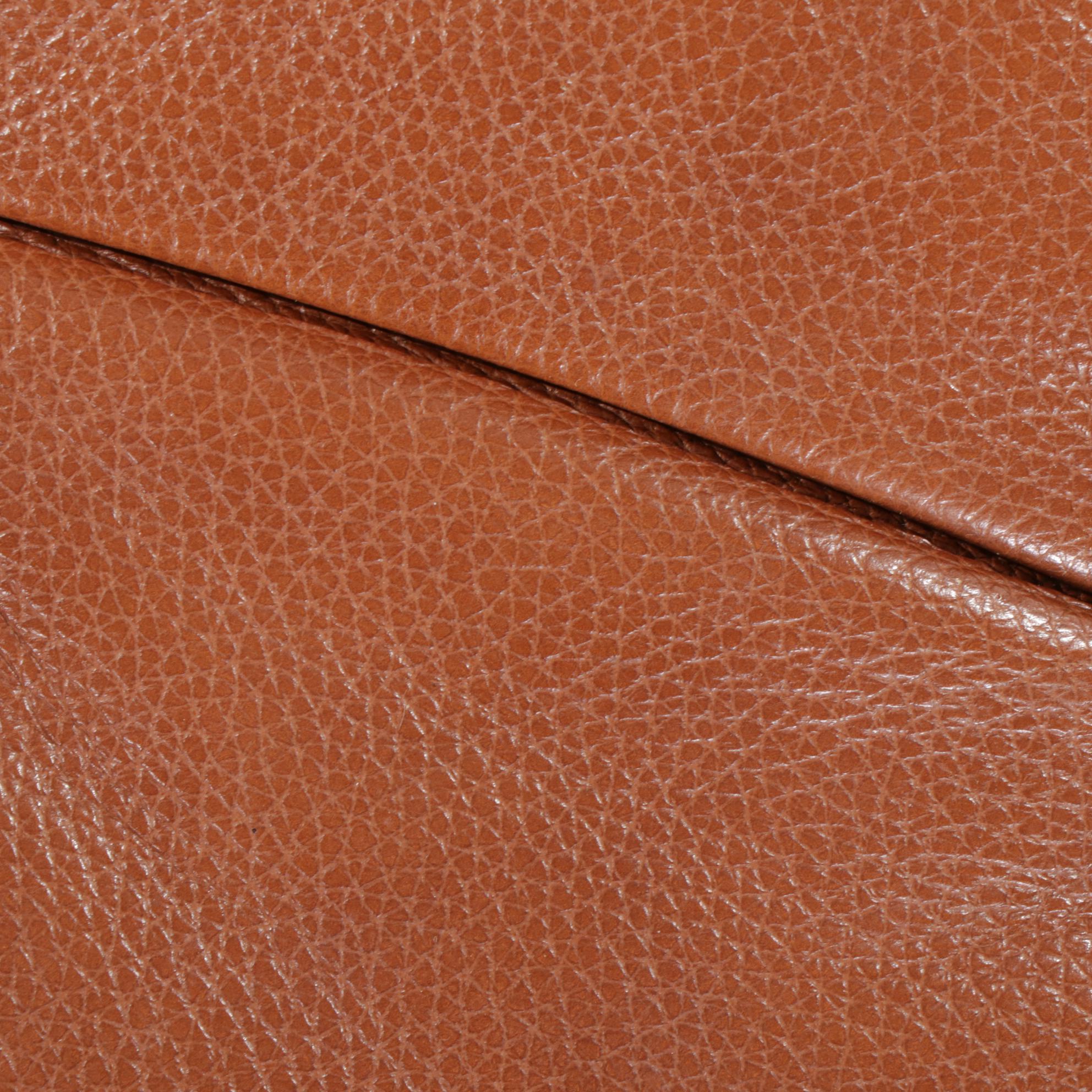 Ethan Allen Button Tufted Leather Ottoman, Late 20th Century