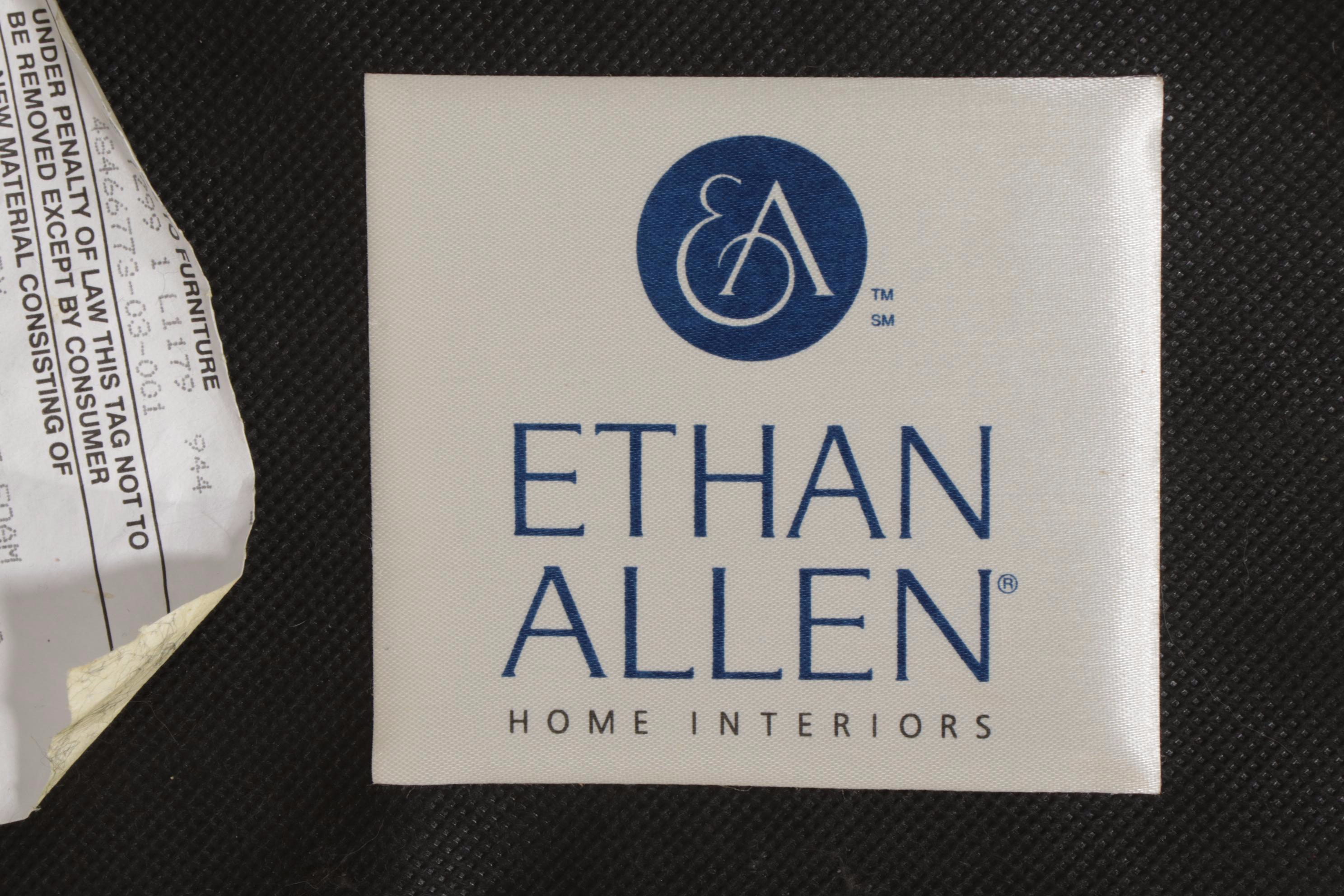 Ethan Allen Button Tufted Leather Ottoman, Late 20th Century