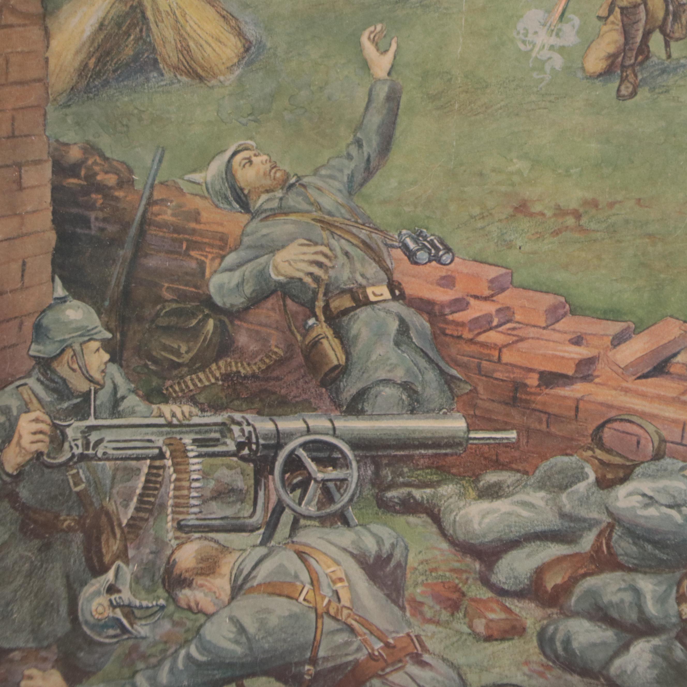 Letterpress Halftone "Sargent O'Leary Capturing a German Gun Single Handed"