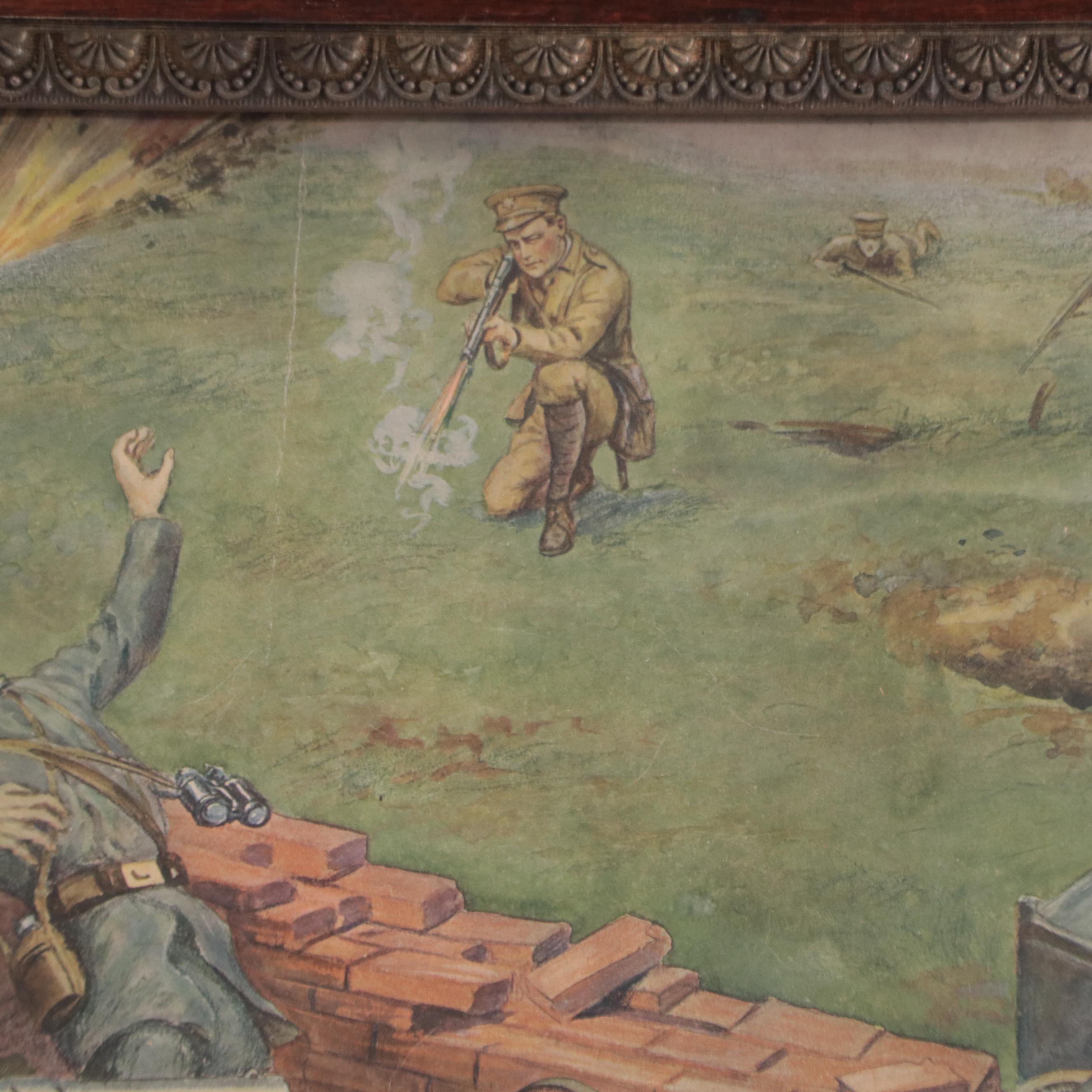 Letterpress Halftone "Sargent O'Leary Capturing a German Gun Single Handed"