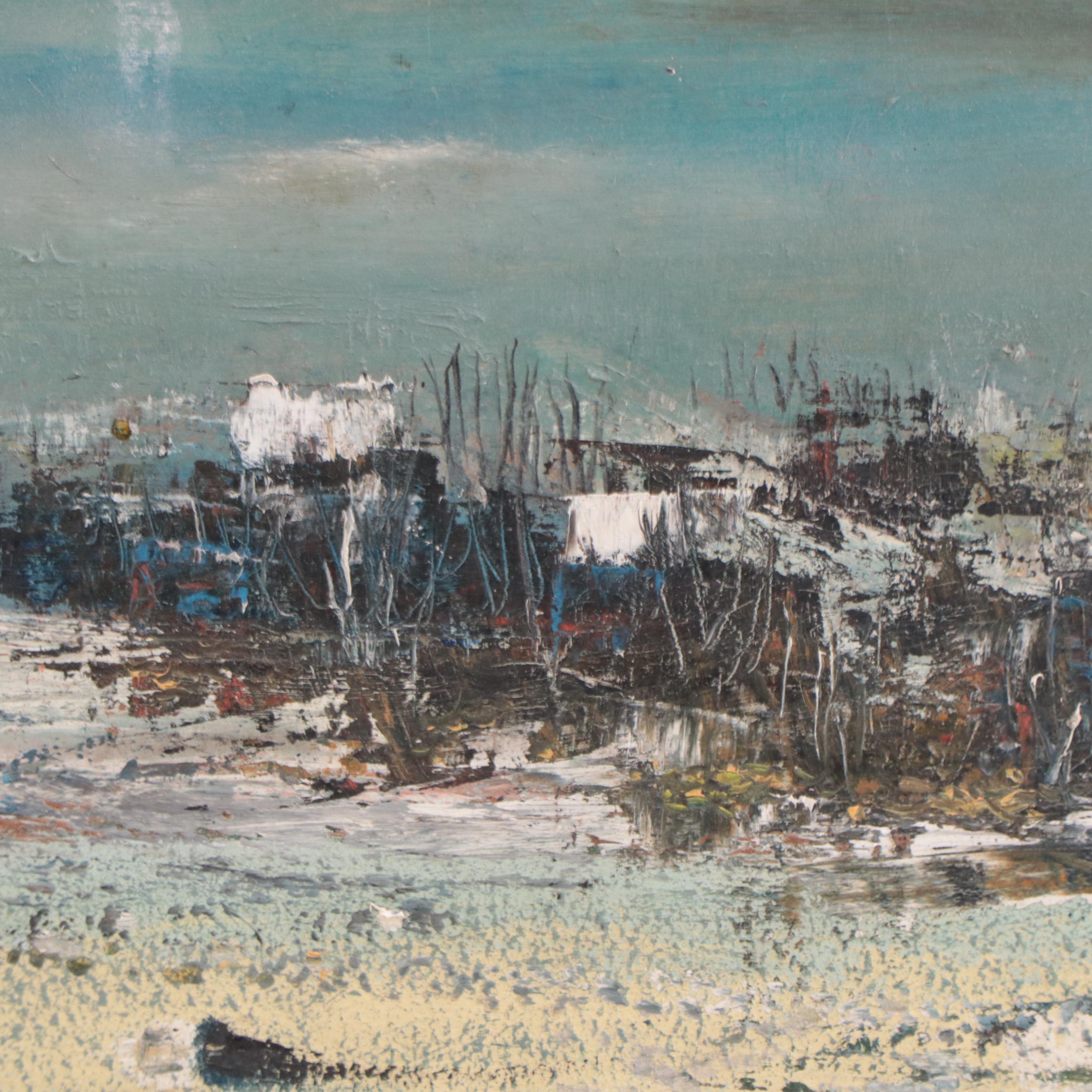 Abstract Landscape Oil Painting, Circa 1960